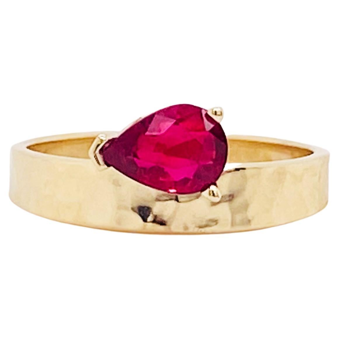Custom Ruby Ring, Mary Rupert Design w 1.00 carat Marquise Ruby set East to West For Sale
