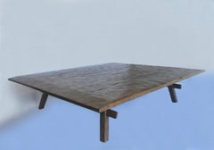 Custom Rustic Coffee Table with Hand Hewn Top by Dos Gallos Studio