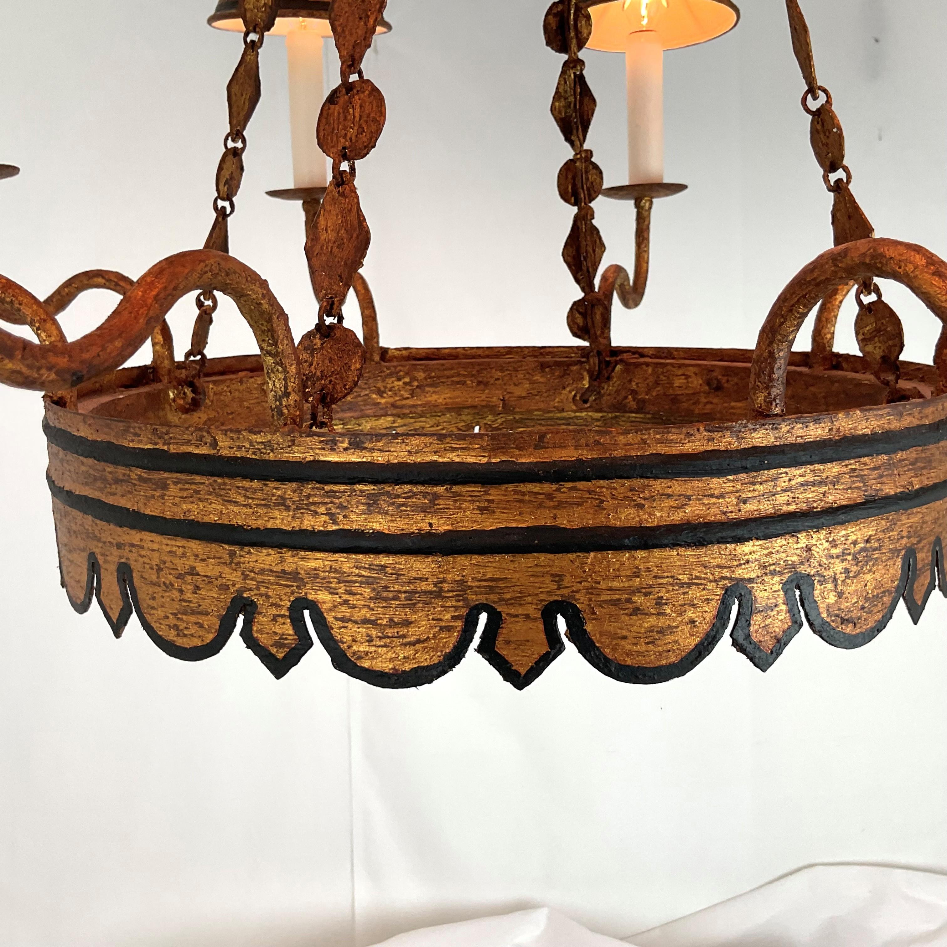 Mid-Century Modern Custom Rustic Italian Two Tier Tolle Chandelier en vente