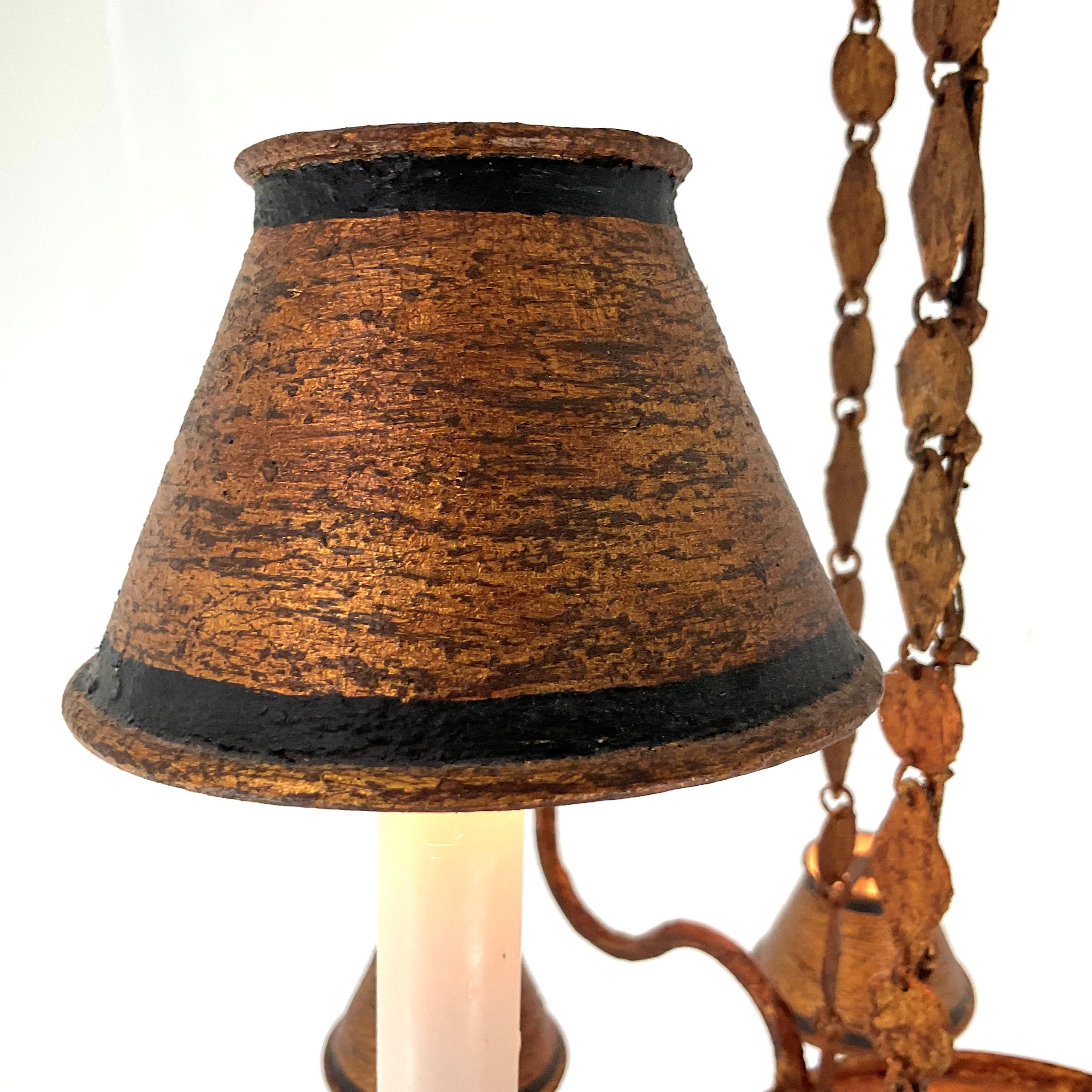 Métal Custom Rustic Italian Two Tier Tolle Chandelier en vente