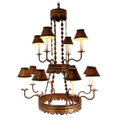 Custom Rustic Italian Two Tier Tolle Chandelier
