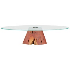 Custom Salvaged Jatoba Wood and Glass Coffee Table by Tunico T, Brazil, Signed
