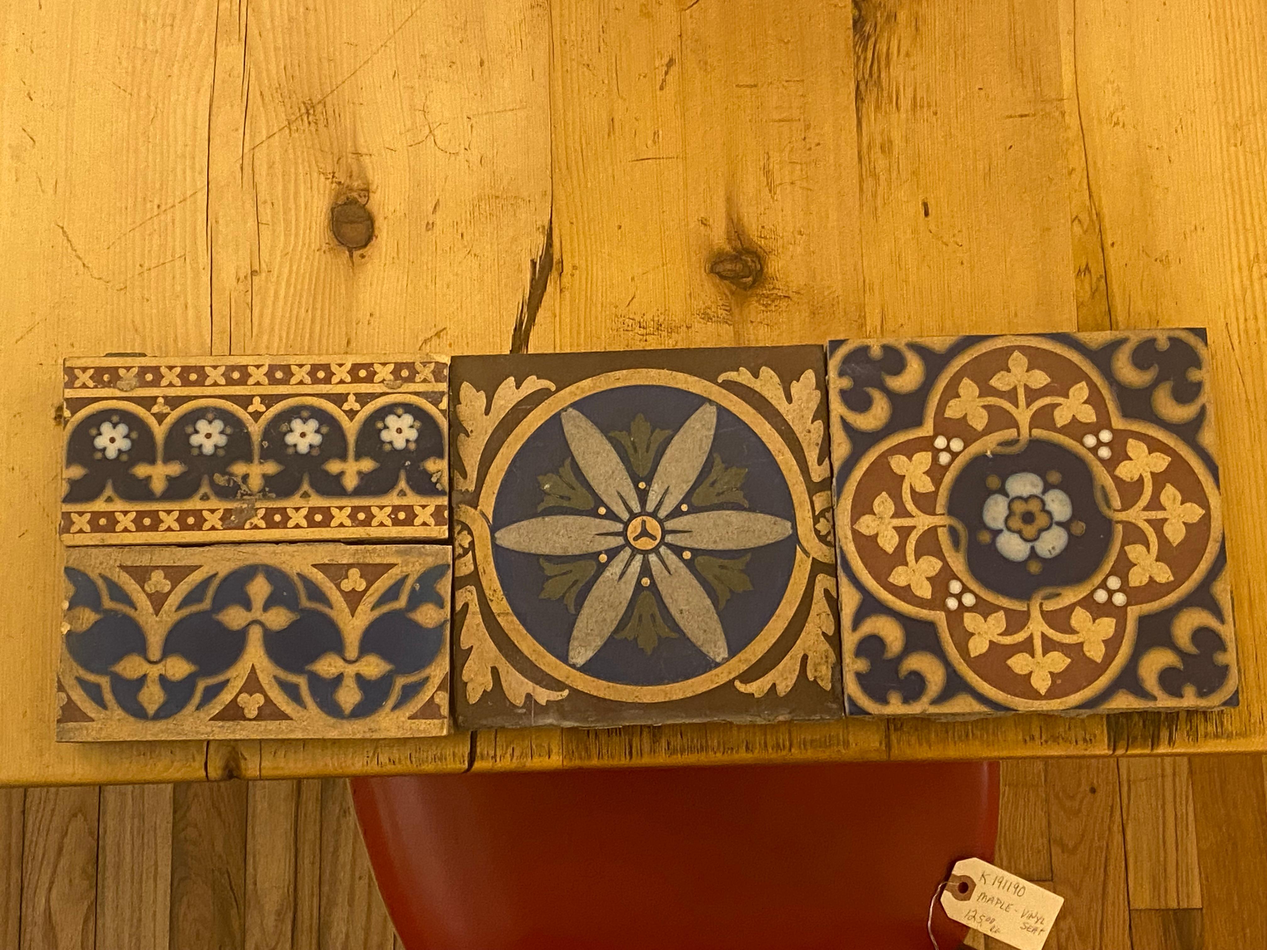 Early 20th Century Custom Sample Set Encaustic Minton 'Stoke Upon Trent' Tile Floor 1920s 