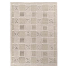 Skandinavischer Kelim-Teppich & Kelim-Teppich in Braun, Beige, Grau mit geometrischem Muster