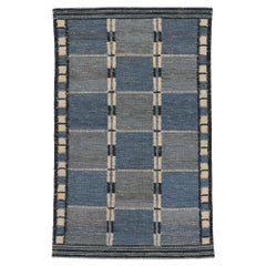 Tapis Kilim d'inspiration suédoise, The Moderns Moderns, Blått Rutmönster