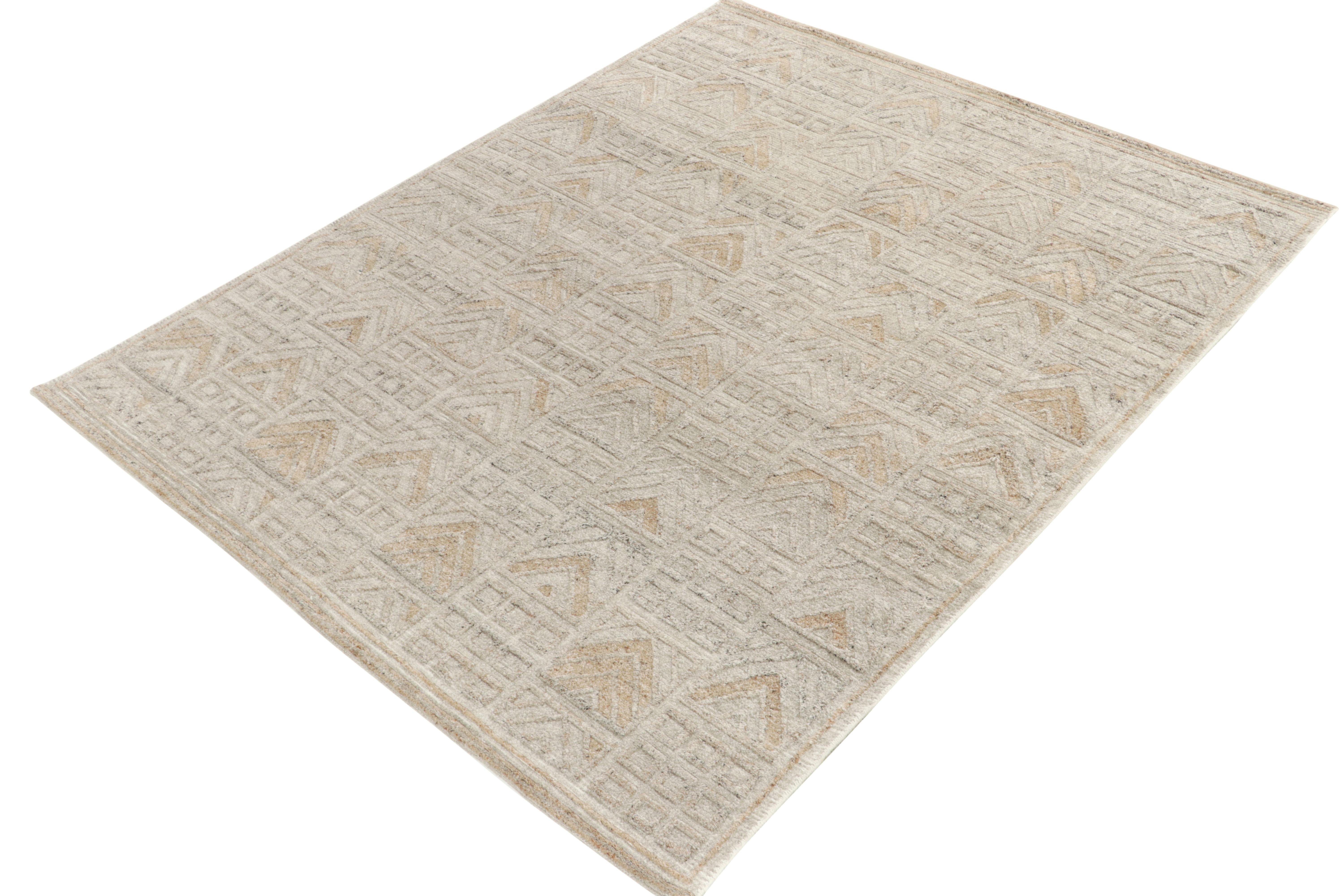 Teppich & Kelim, maßgefertigter Teppich im skandinavischen Stil mit grauem geometrischem Muster (Skandinavische Moderne) im Angebot