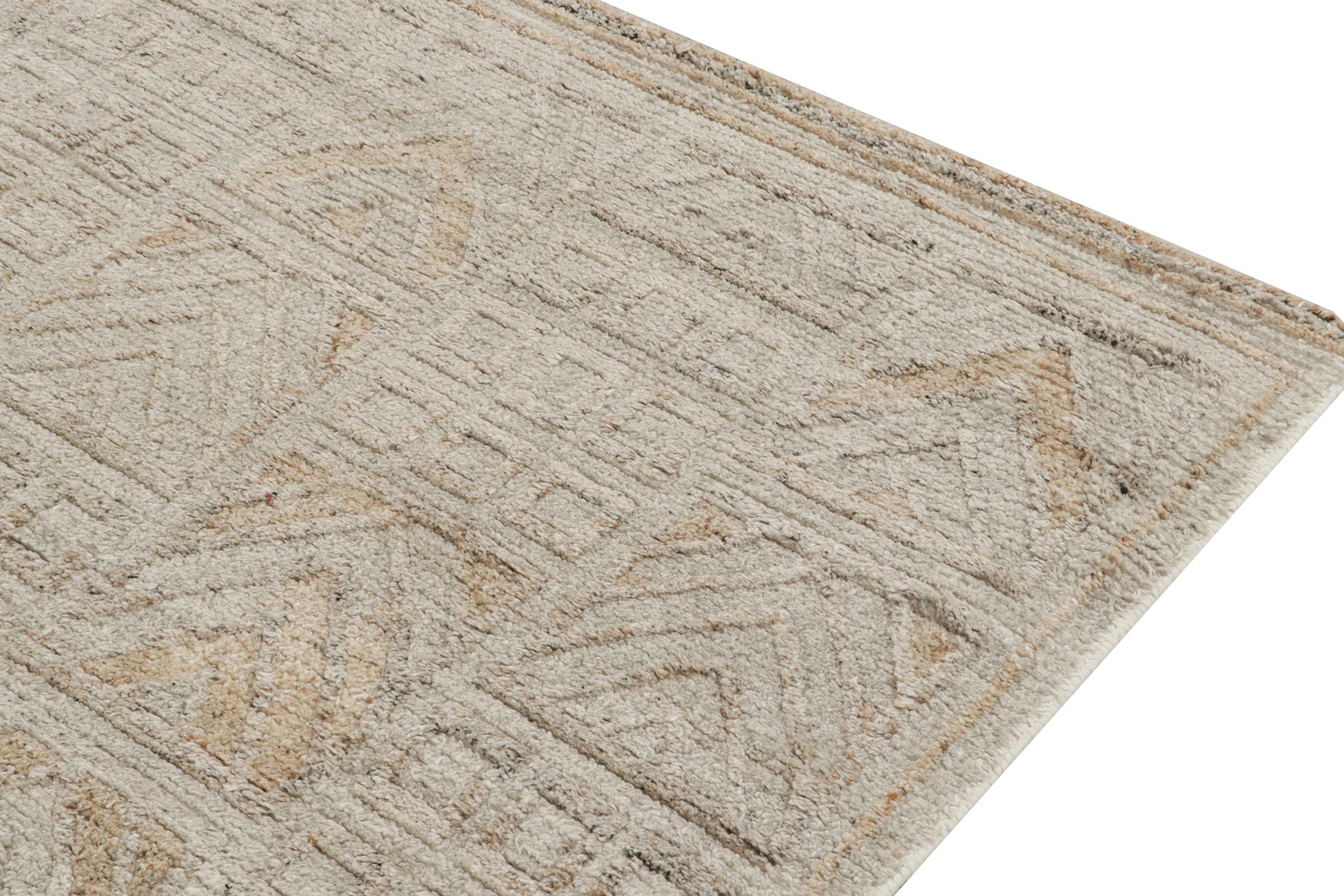 Teppich & Kelim, maßgefertigter Teppich im skandinavischen Stil mit grauem geometrischem Muster (Indisch) im Angebot