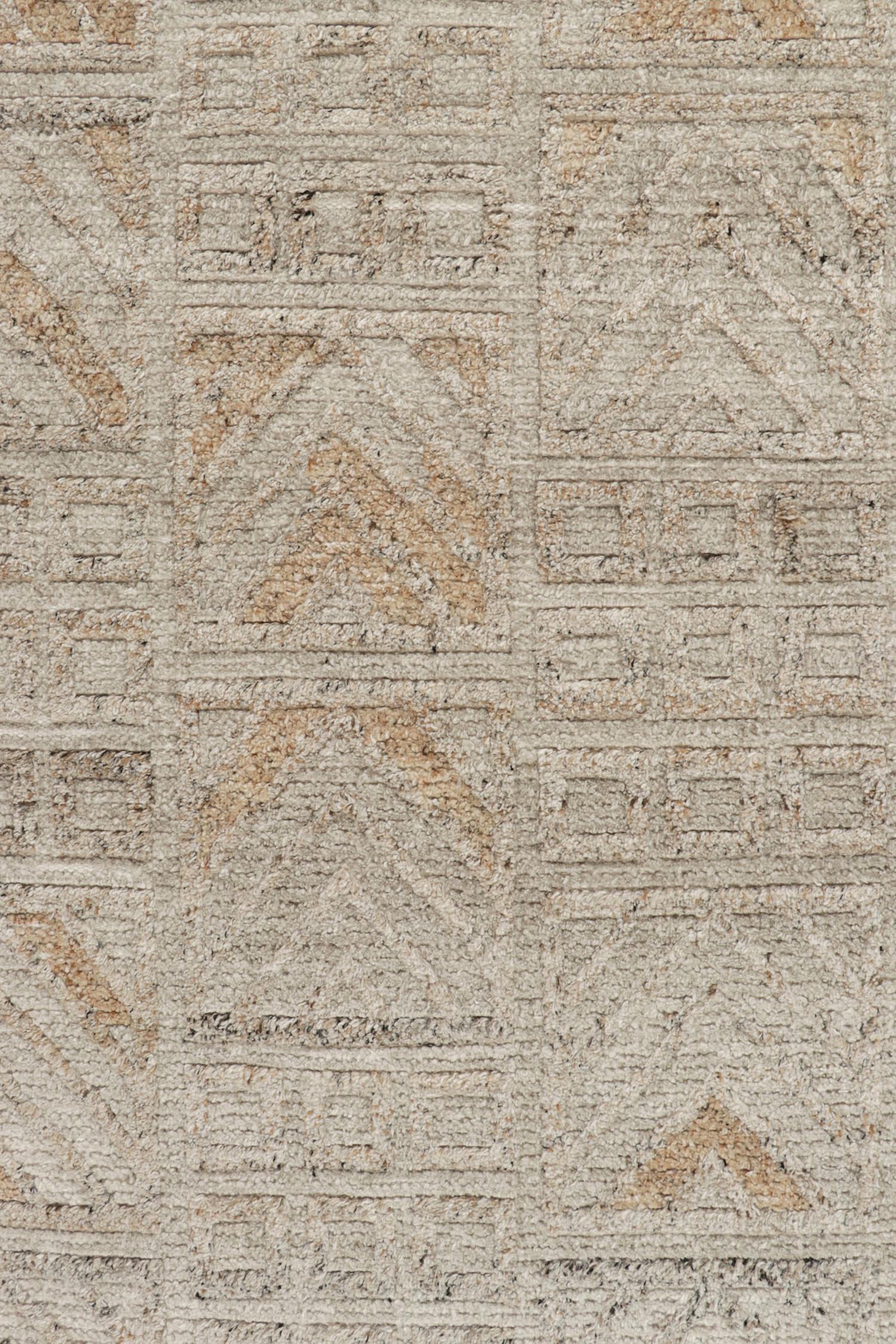 Teppich & Kelim, maßgefertigter Teppich im skandinavischen Stil mit grauem geometrischem Muster (Handgeknüpft) im Angebot