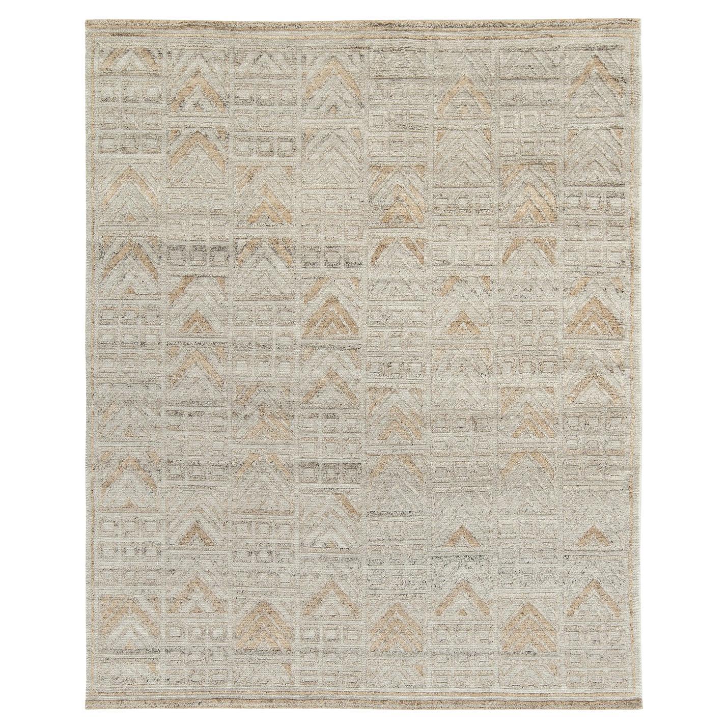 Teppich & Kelim, maßgefertigter Teppich im skandinavischen Stil mit grauem geometrischem Muster im Angebot