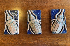 Custom Scarab Wall Tiles: Artist-Crafted and Hand Glazed Ceramic - Set of 3