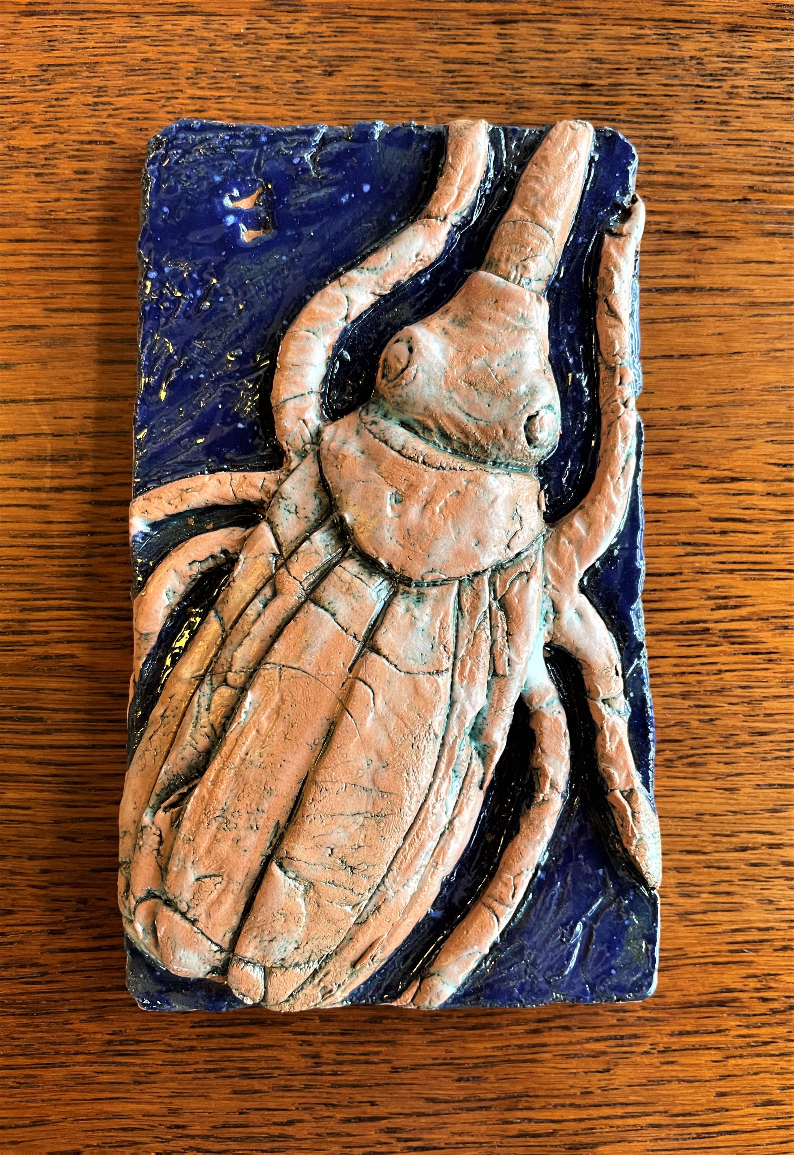 Contemporary Custom Scarab Wall Tiles: Artist-Crafted and Hand Glazed Ceramic - Set of 3 For Sale