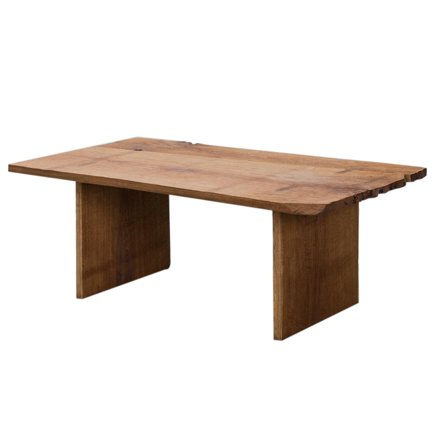 Custom Sculpted Coffee Table in Solid Oakwood, Square & Dark Wood