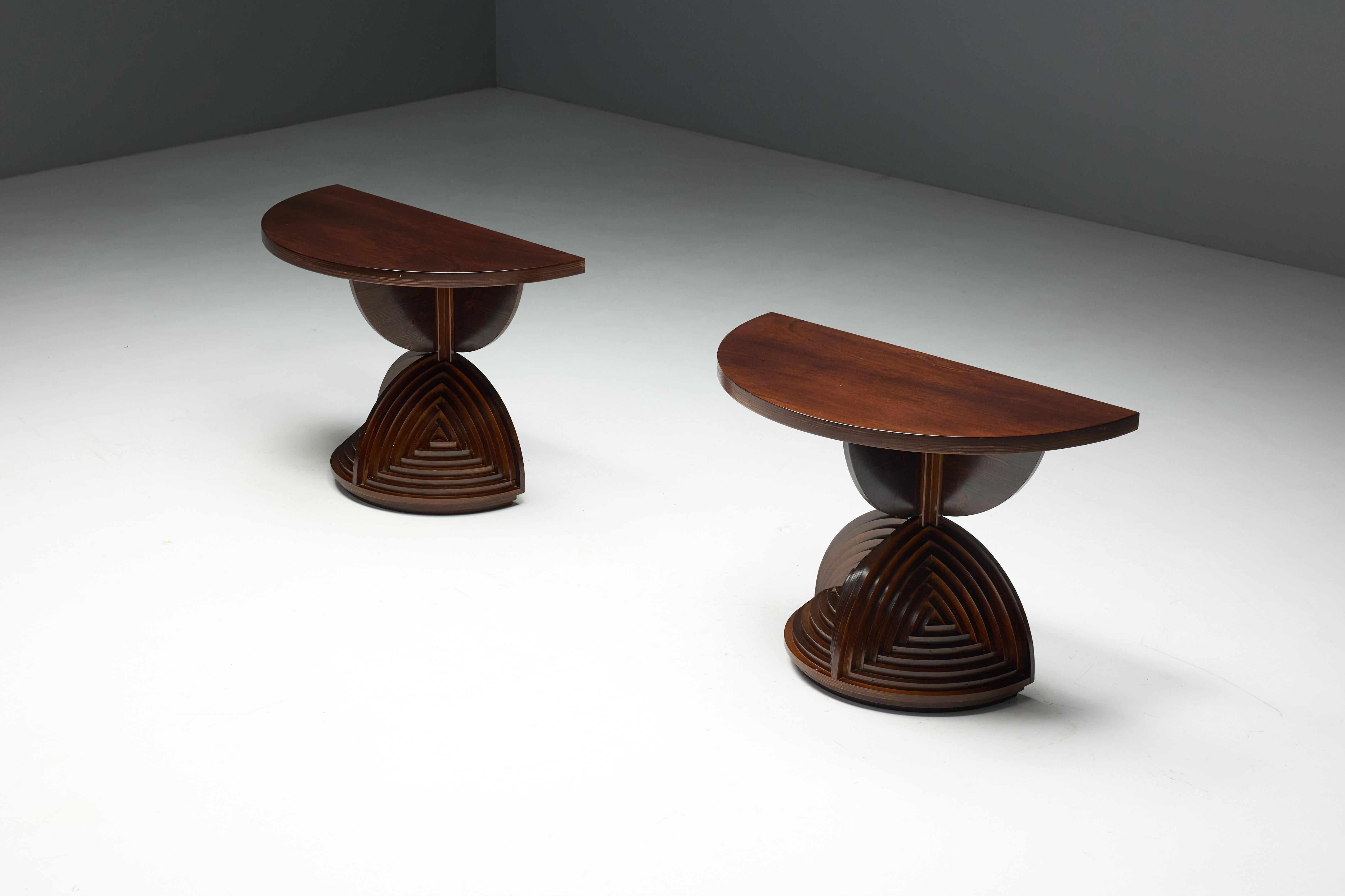 Custom Sculptural Console Tables by Mario Ceroli, Italy, 1970s For Sale 1
