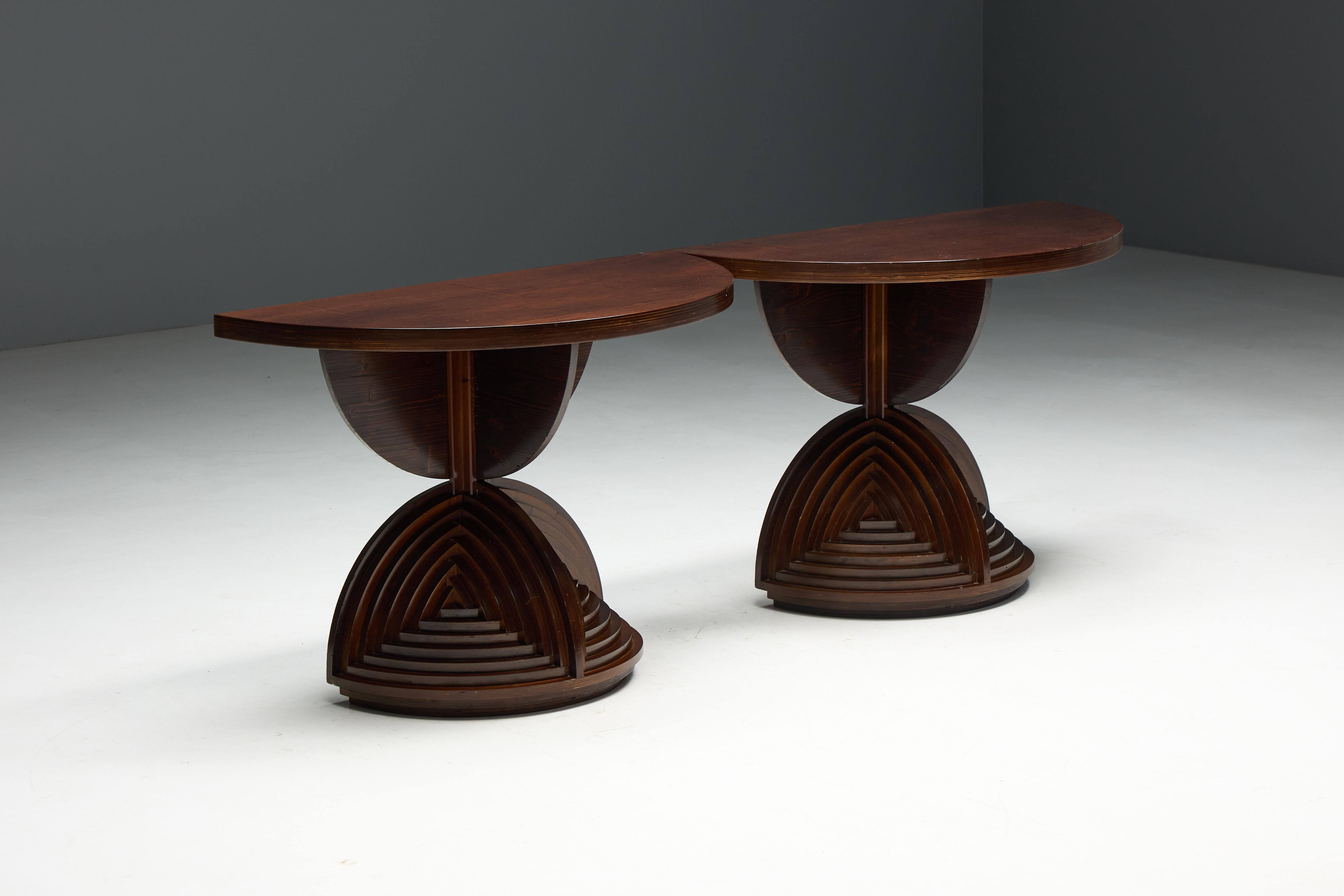 Custom Sculptural Console Tables by Mario Ceroli, Italy, 1970s For Sale 3