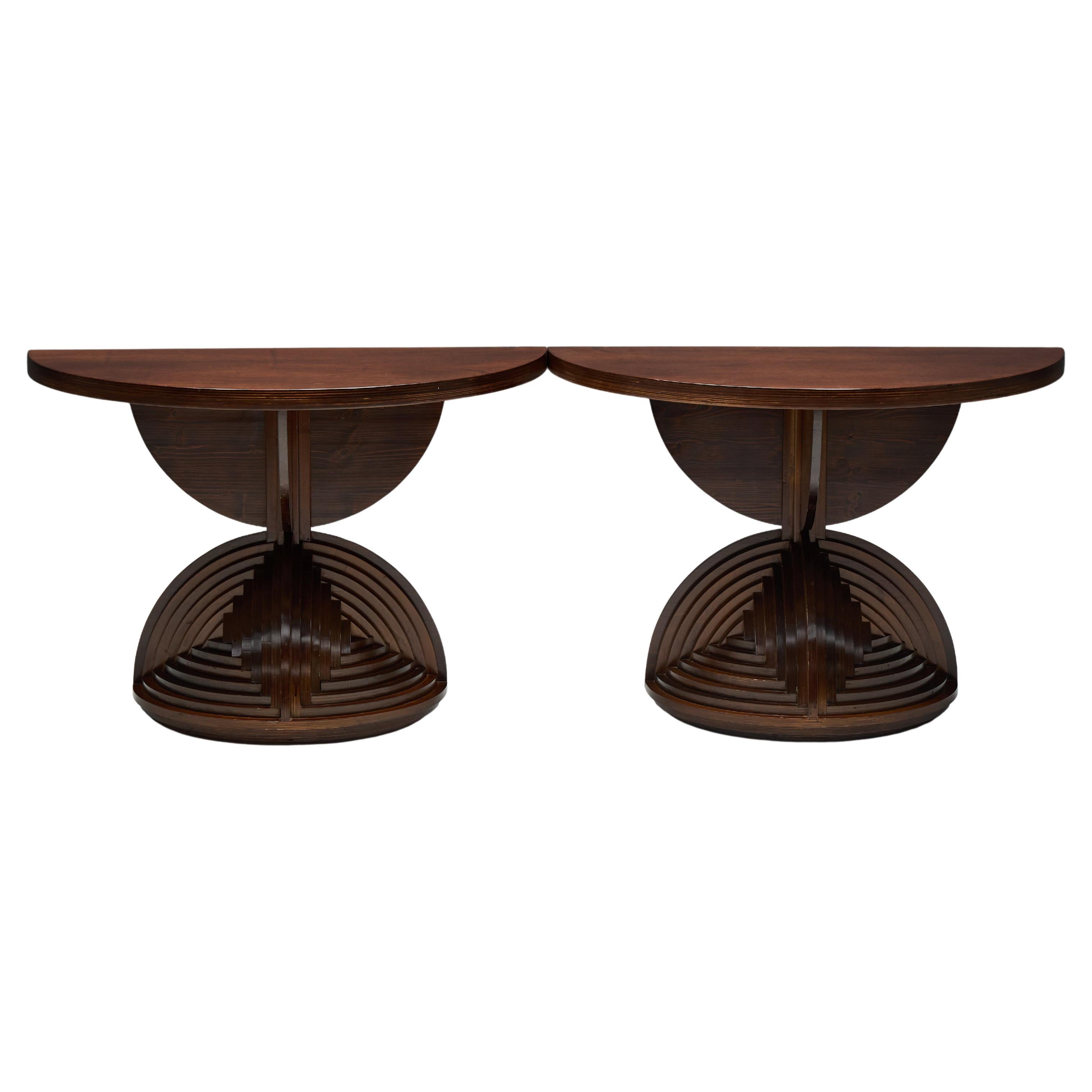 Custom Sculptural Console Tables by Mario Ceroli, Italy, 1970s
