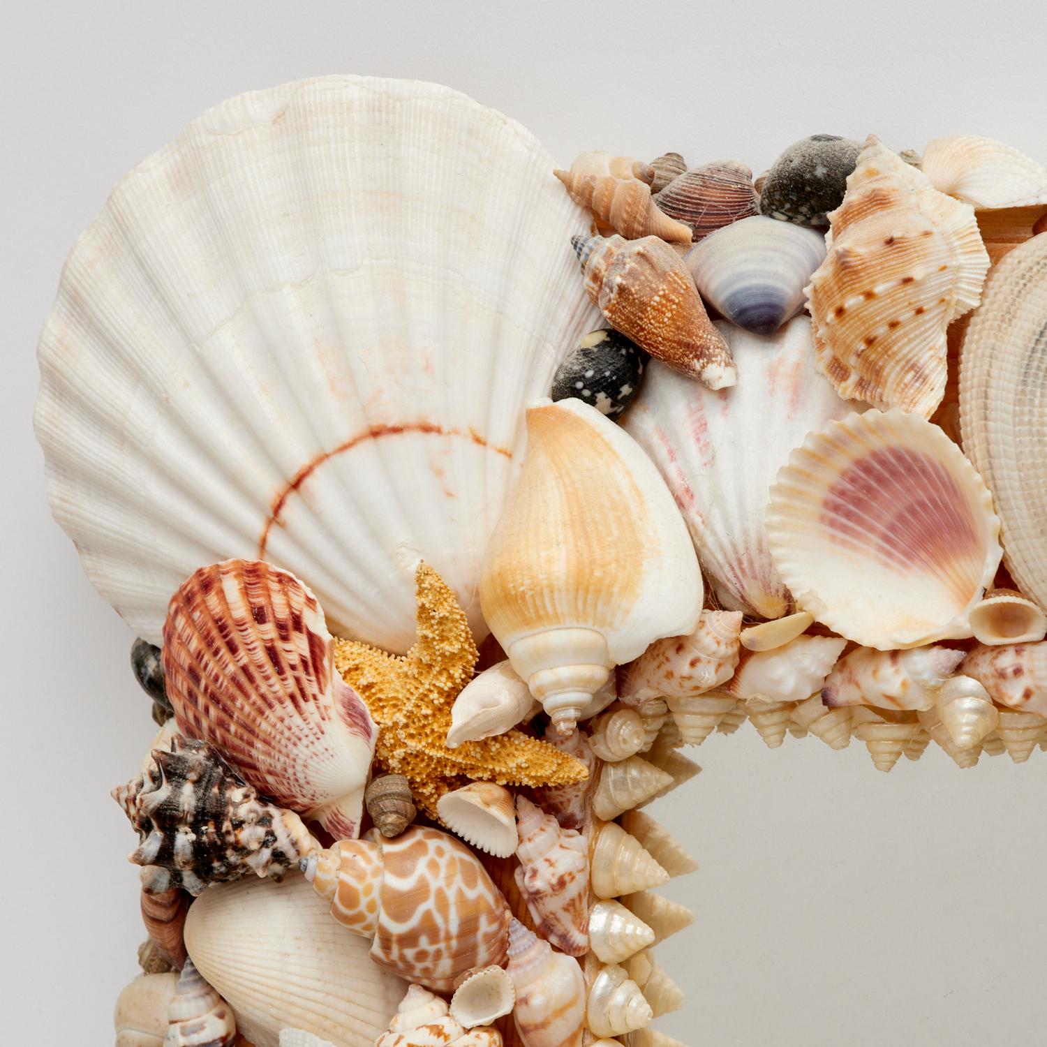 American Custom Sea Shell incrusted Mirror For Sale