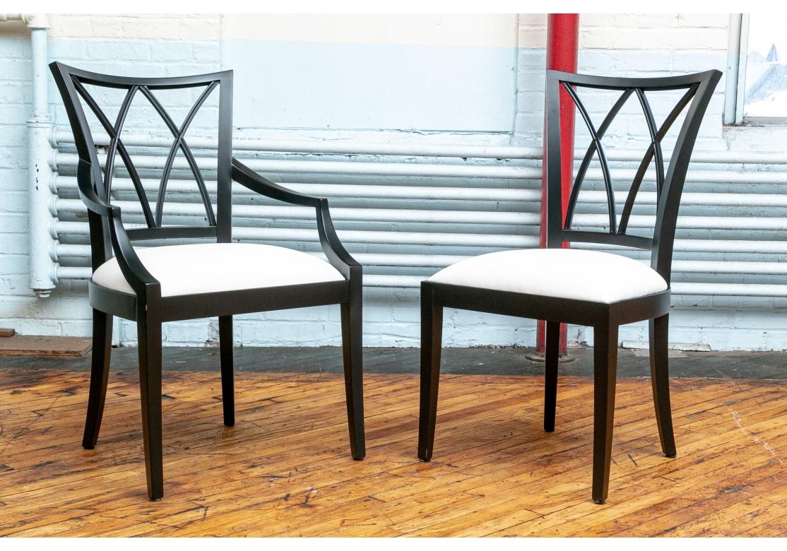 Custom Set of Eight Baker Furniture Ebonized Dining Chairs For Sale 4