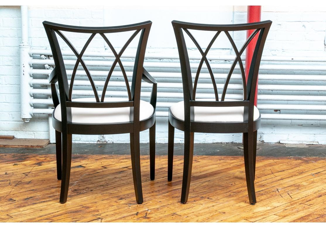 Custom Set of Eight Baker Furniture Ebonized Dining Chairs For Sale 6