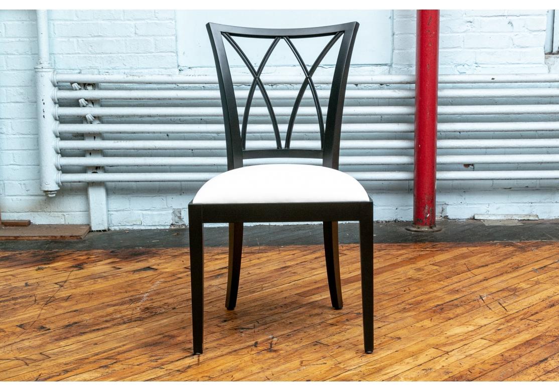 Mid-Century Modern Custom Set of Eight Baker Furniture Ebonized Dining Chairs For Sale