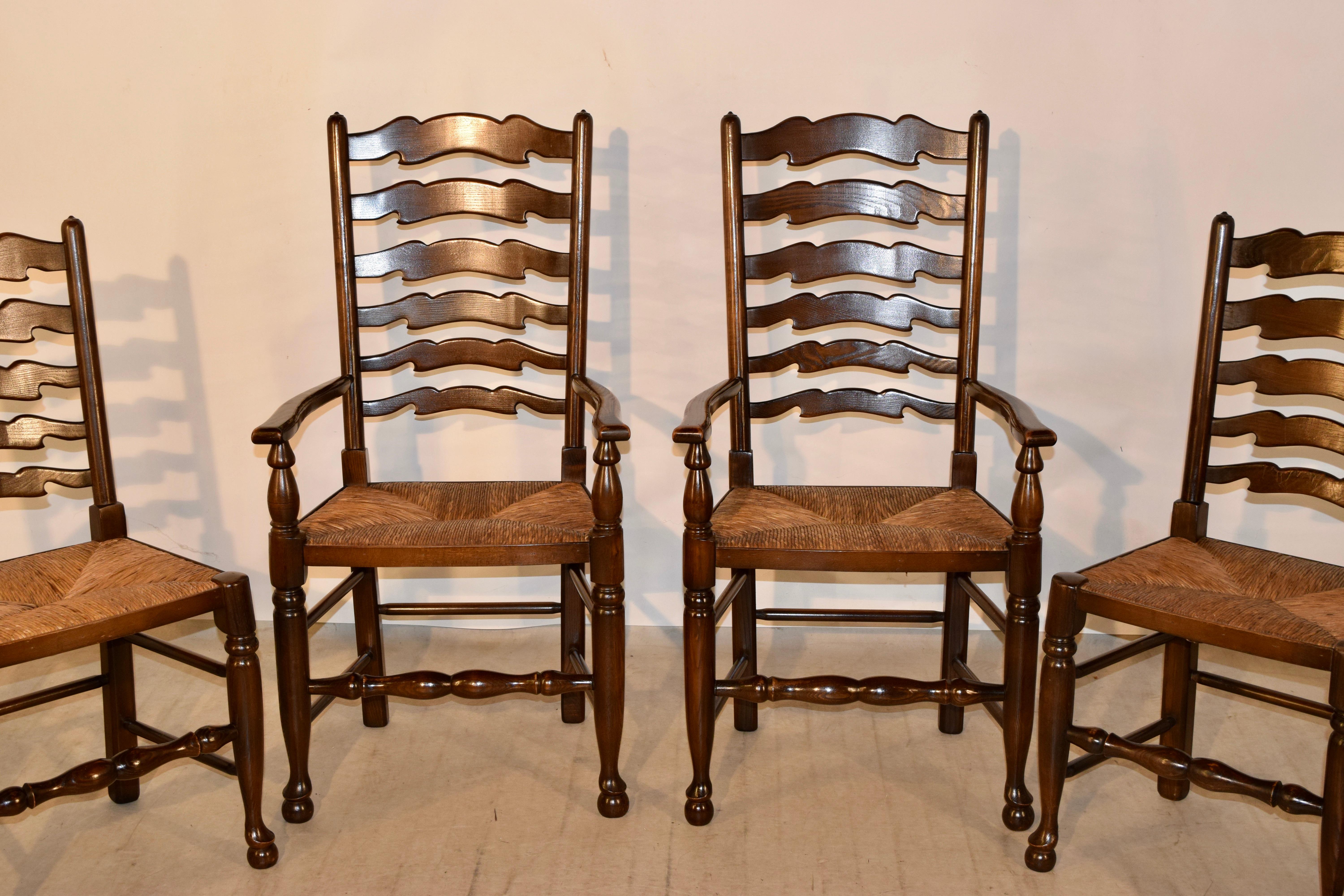 English Custom Set of Eight Ladder Back Chairs