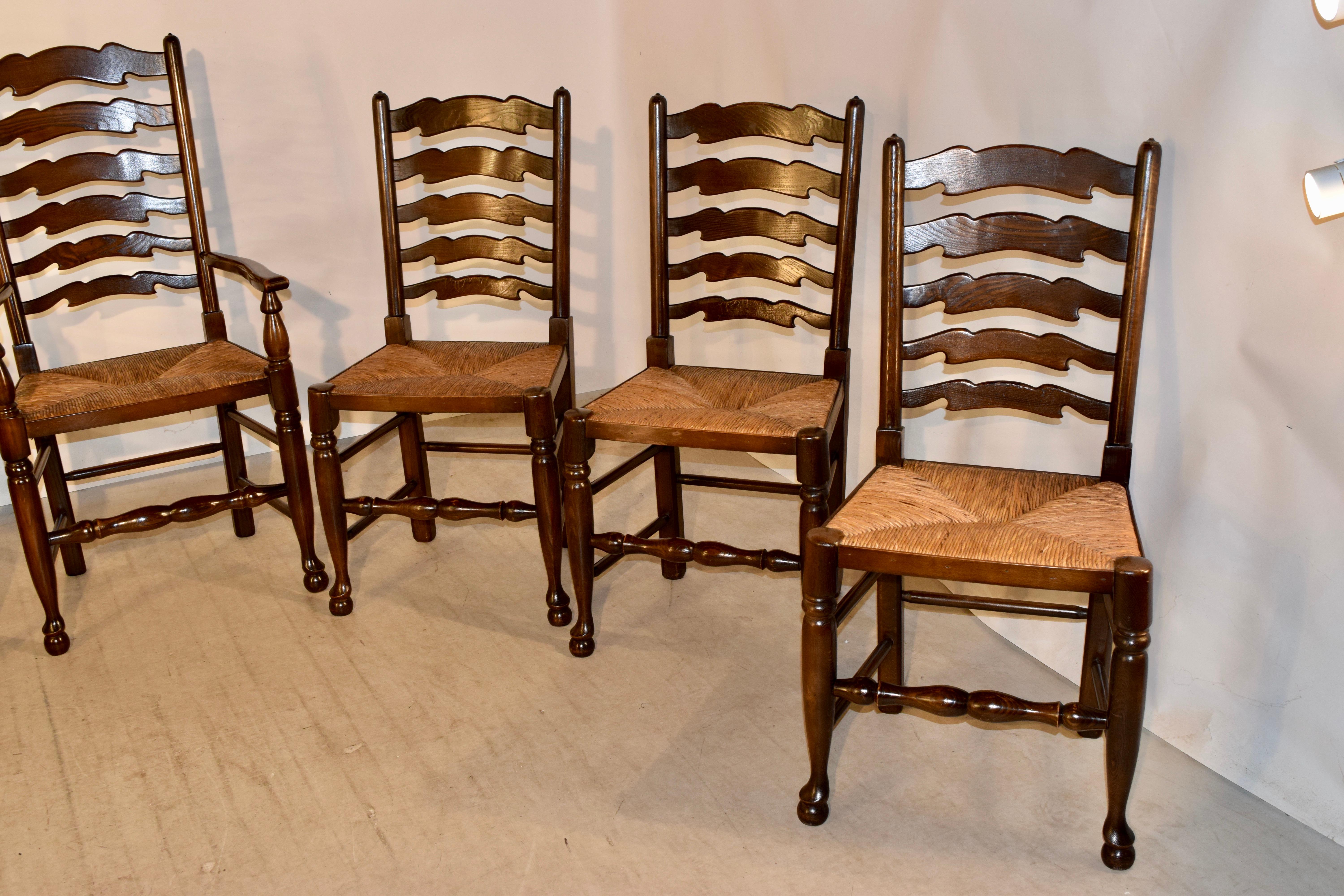 Custom Set of Eight Ladder Back Chairs In Good Condition In High Point, NC