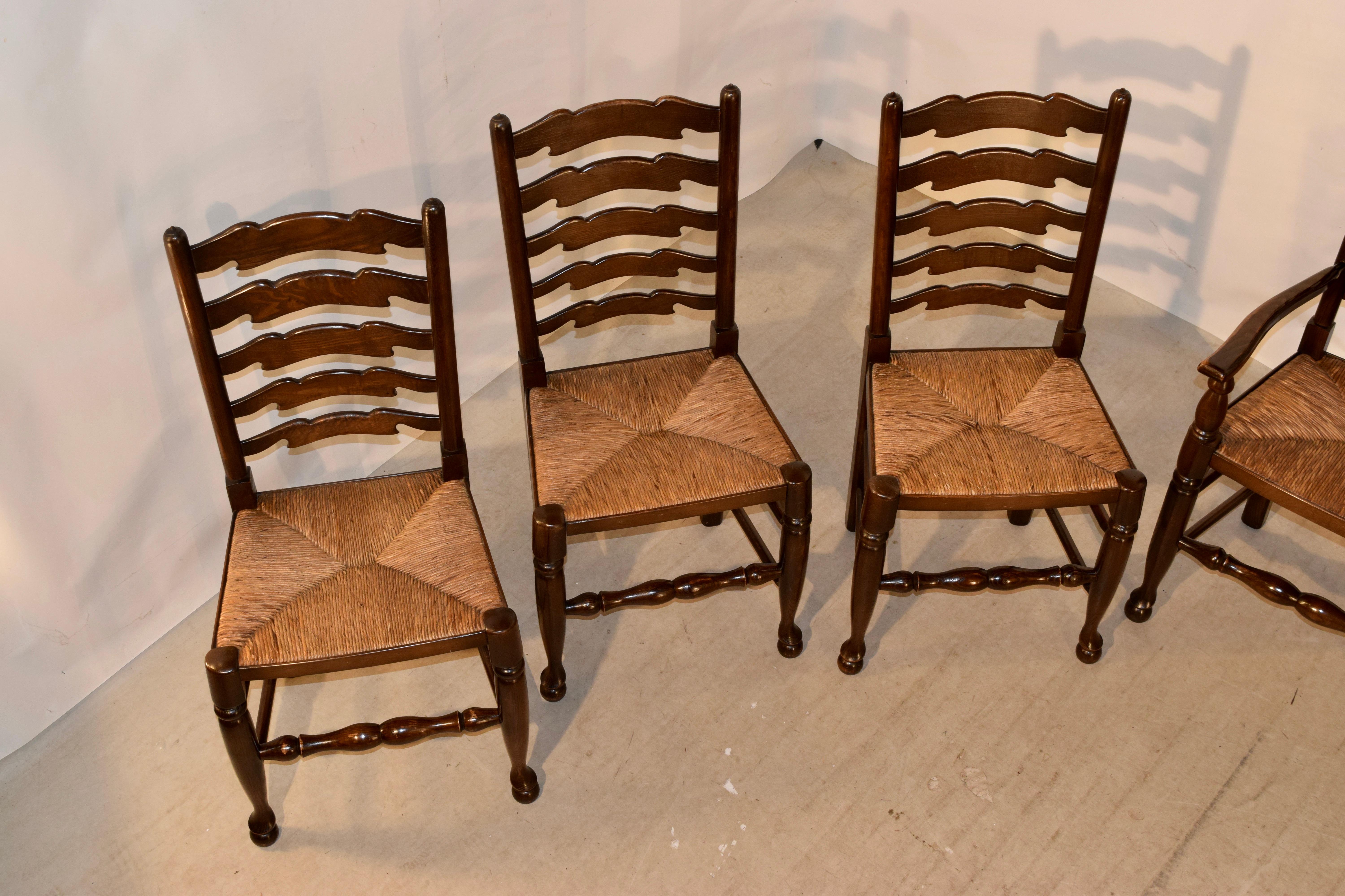20th Century Custom Set of Eight Ladder Back Chairs