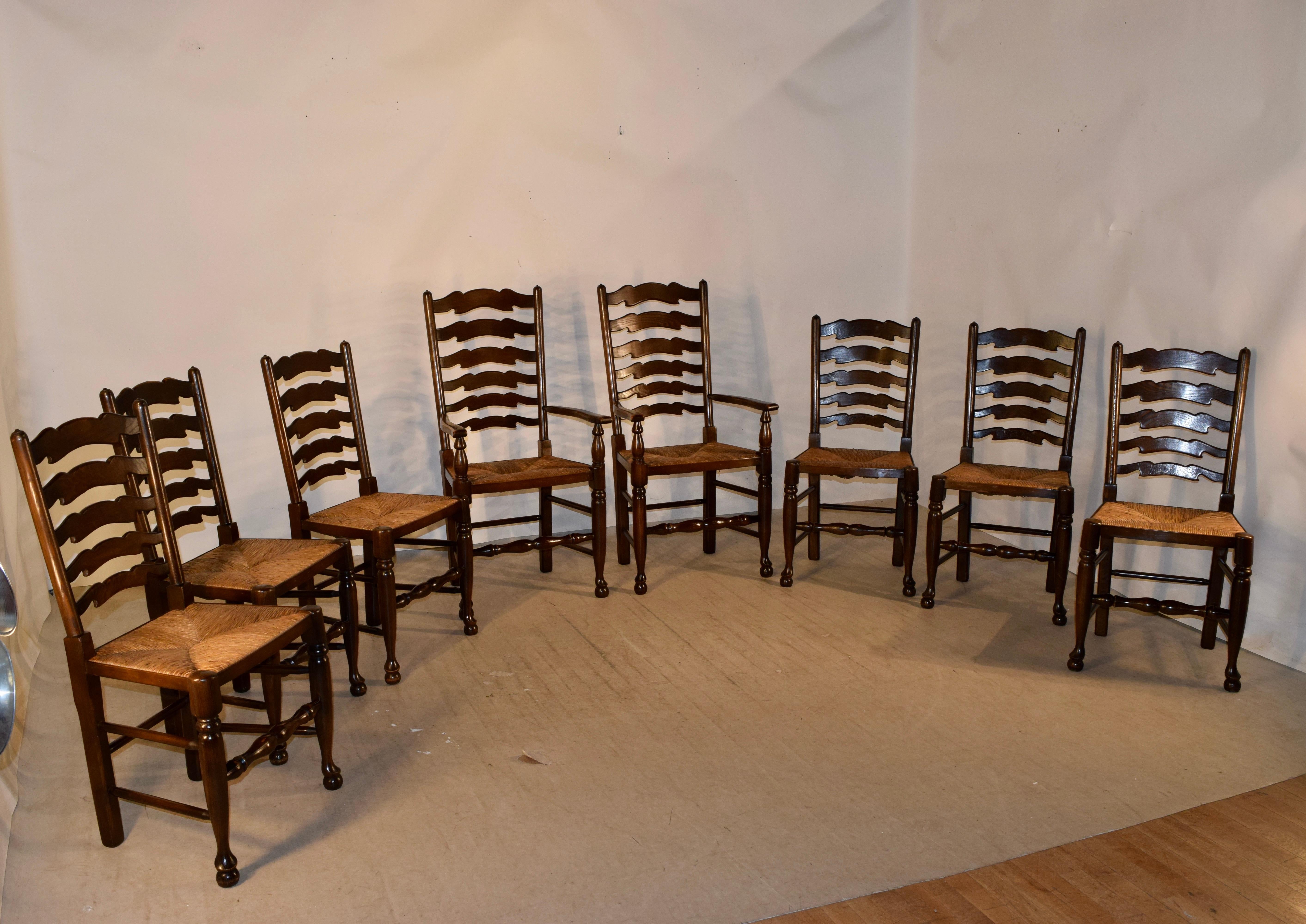 Custom Set of Eight Ladder Back Chairs 3