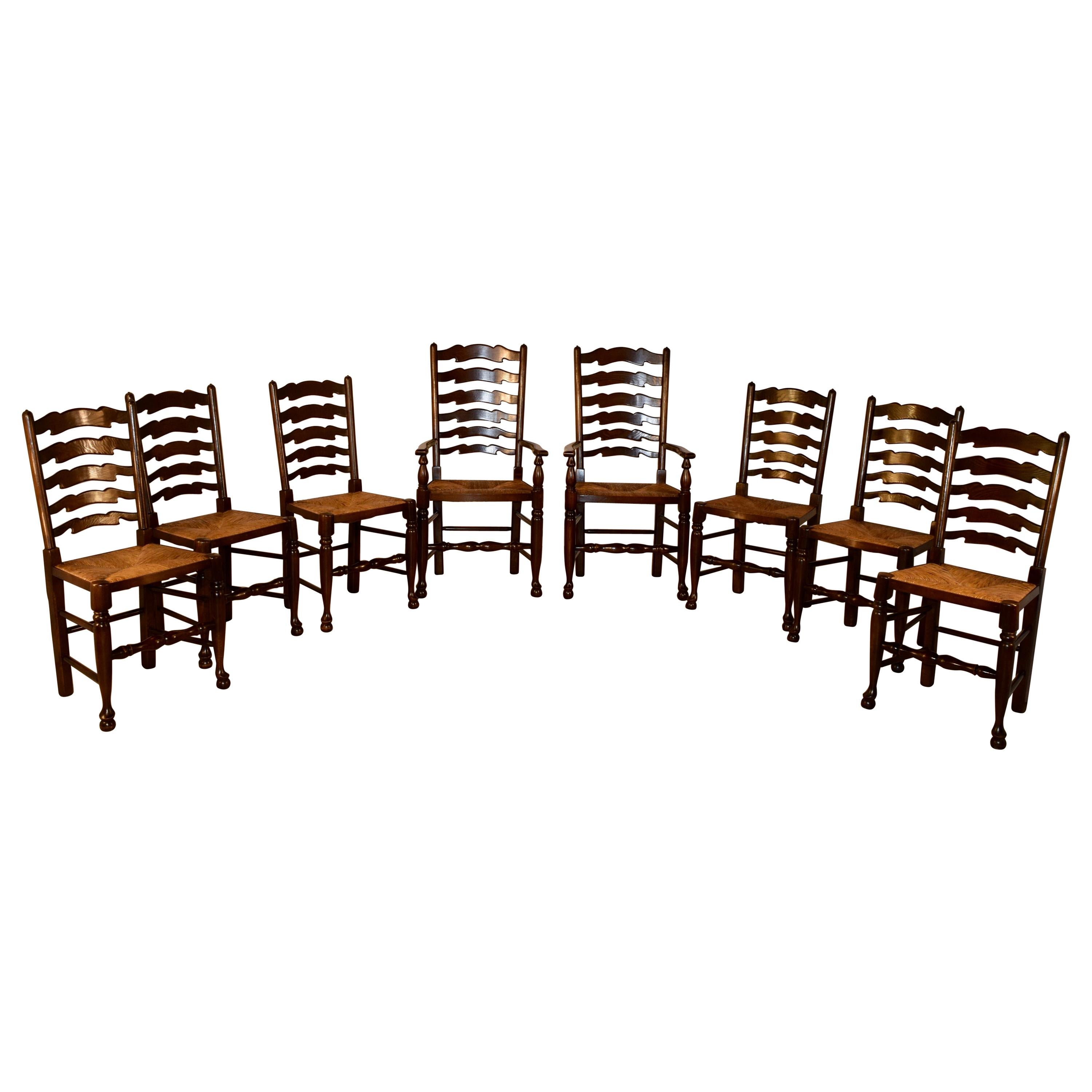 Custom Set of Eight Ladder Back Chairs