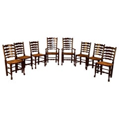 Custom Set of Eight Ladder Back Chairs