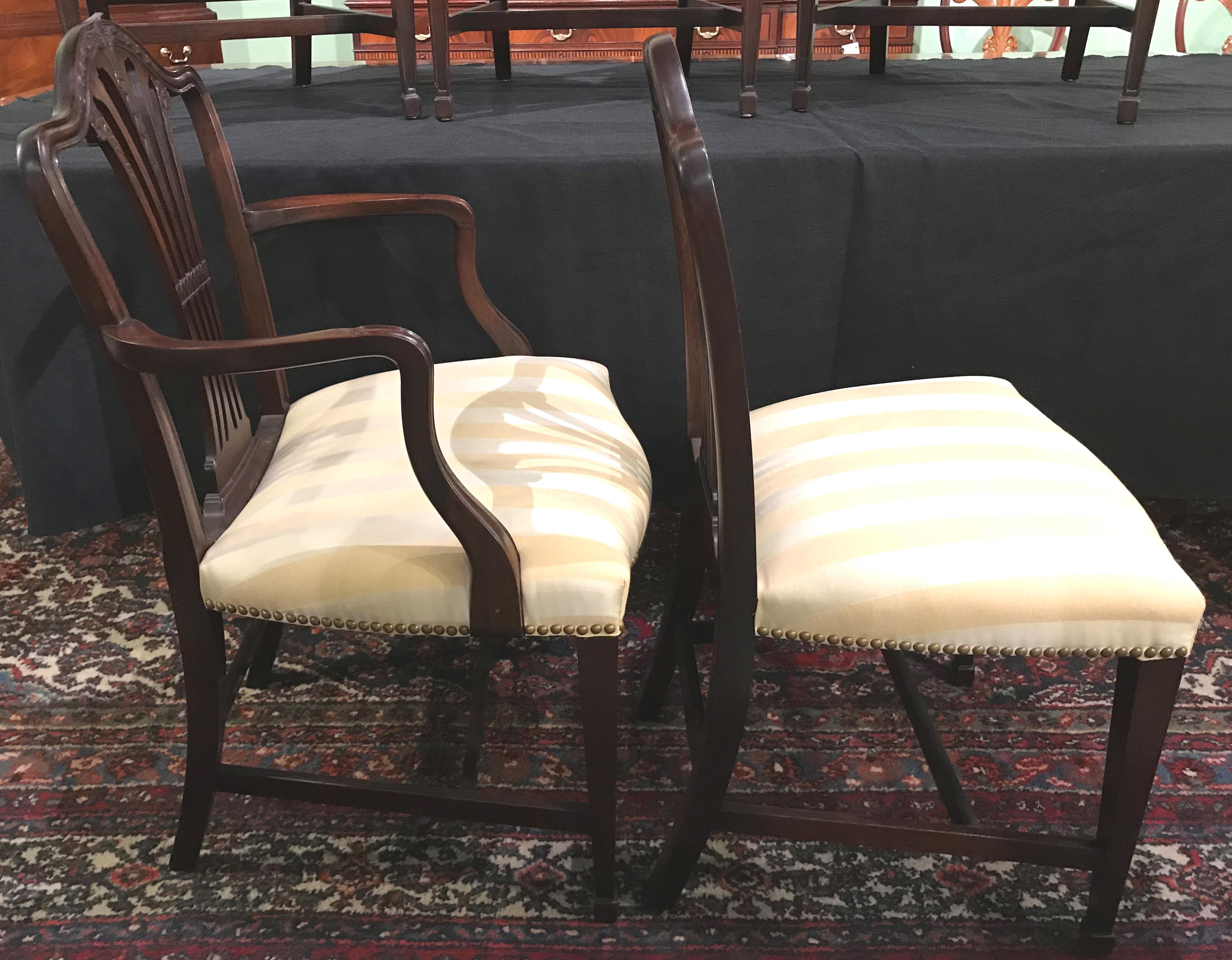 American Custom Set of Six Carved Mahogany Dining Chairs by Irving & Casson