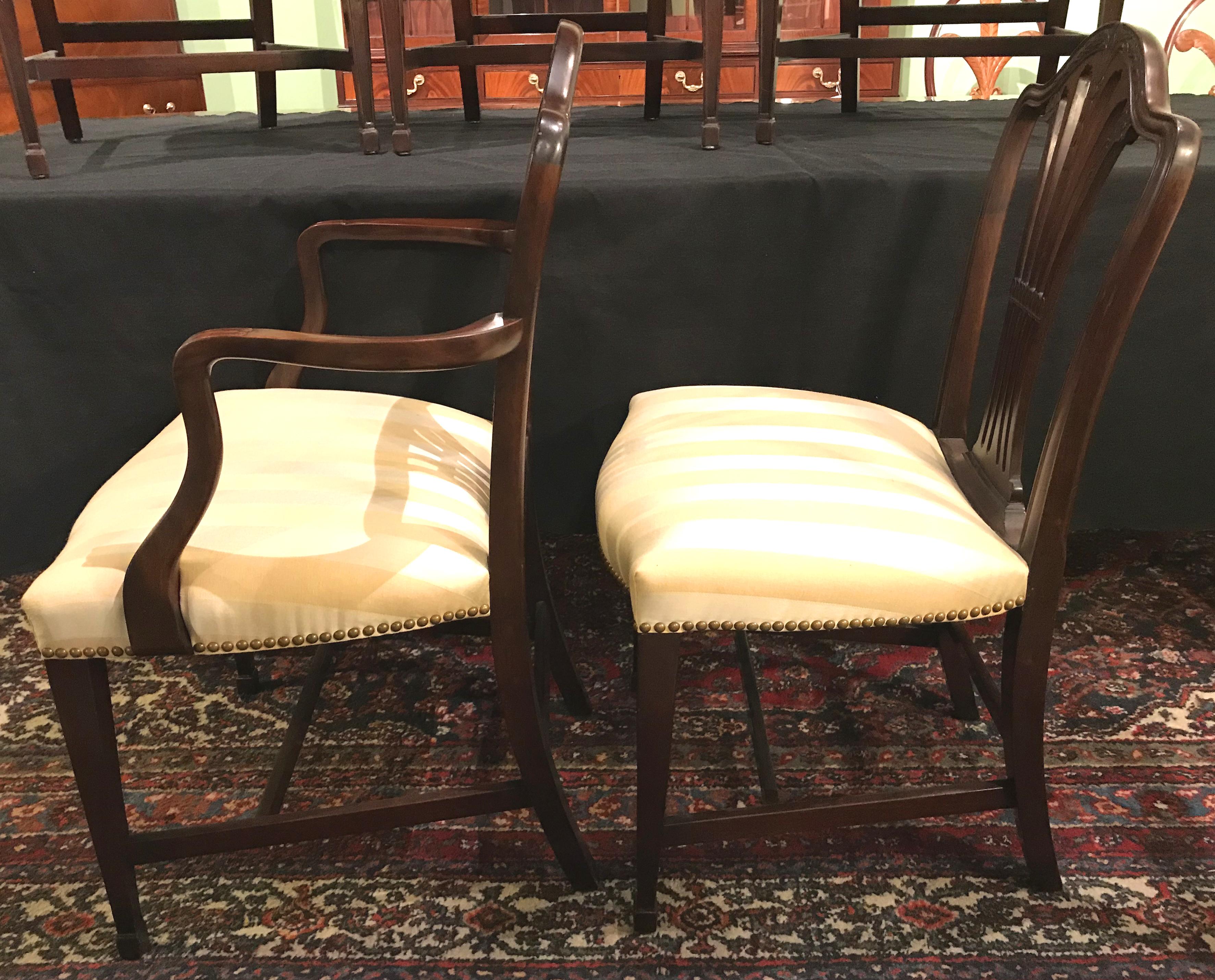 Custom Set of Six Carved Mahogany Dining Chairs by Irving & Casson In Good Condition In Milford, NH