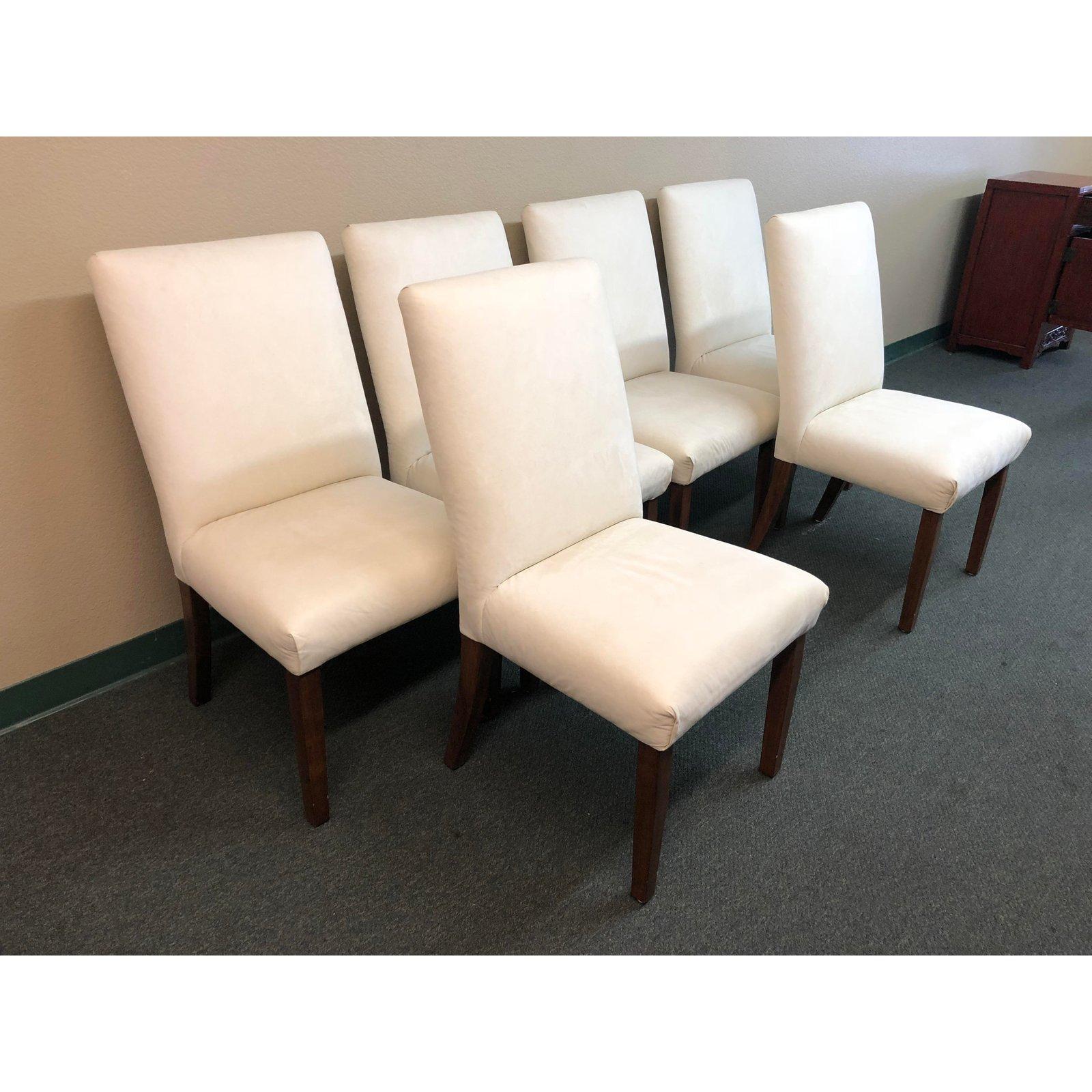 Suede Custom Set of Six Contemporary Dining Chairs For Sale