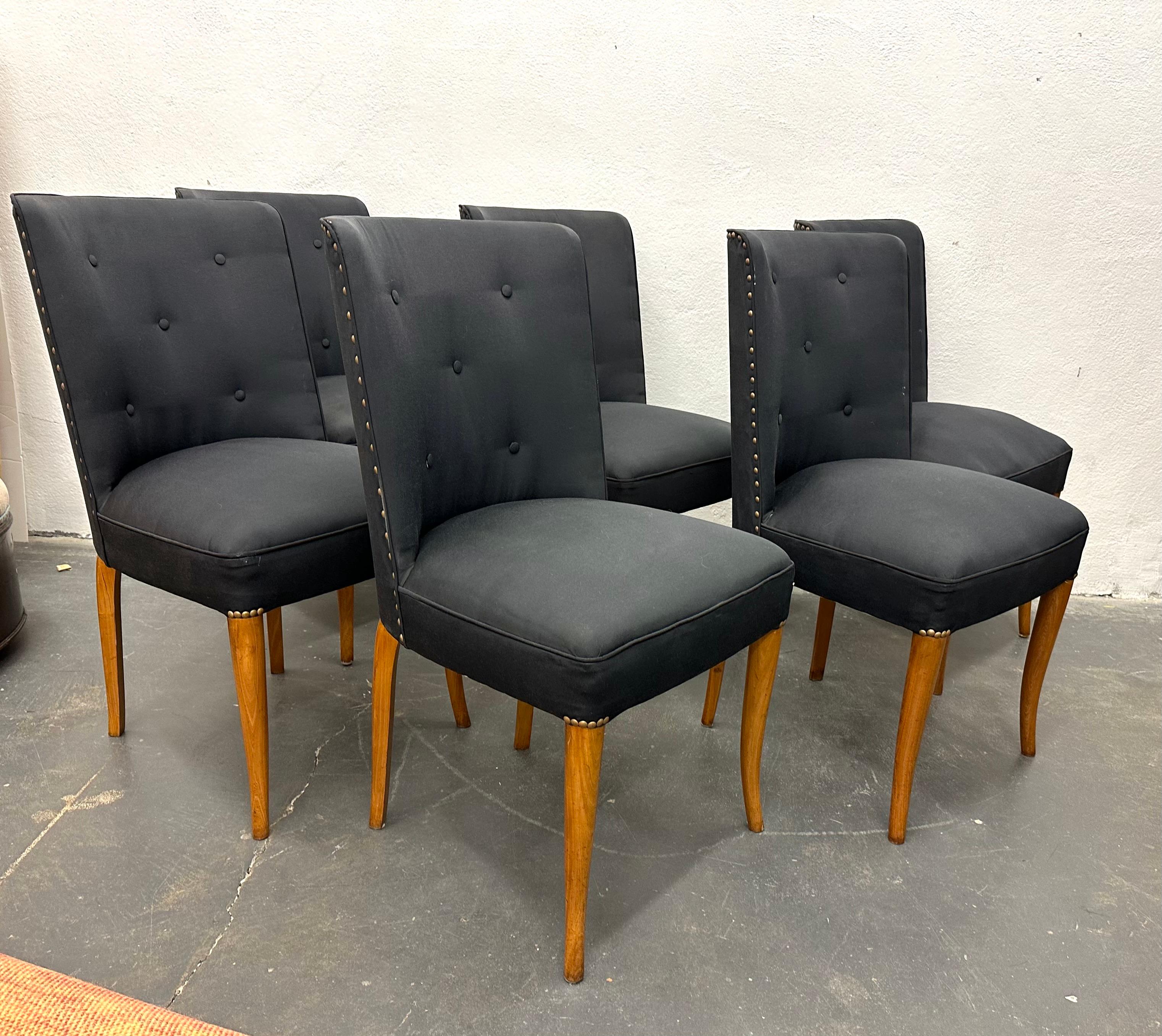 Custom Set of Six Dining Chairs by Robsjohn-Gibbings In Good Condition For Sale In Brooklyn, NY