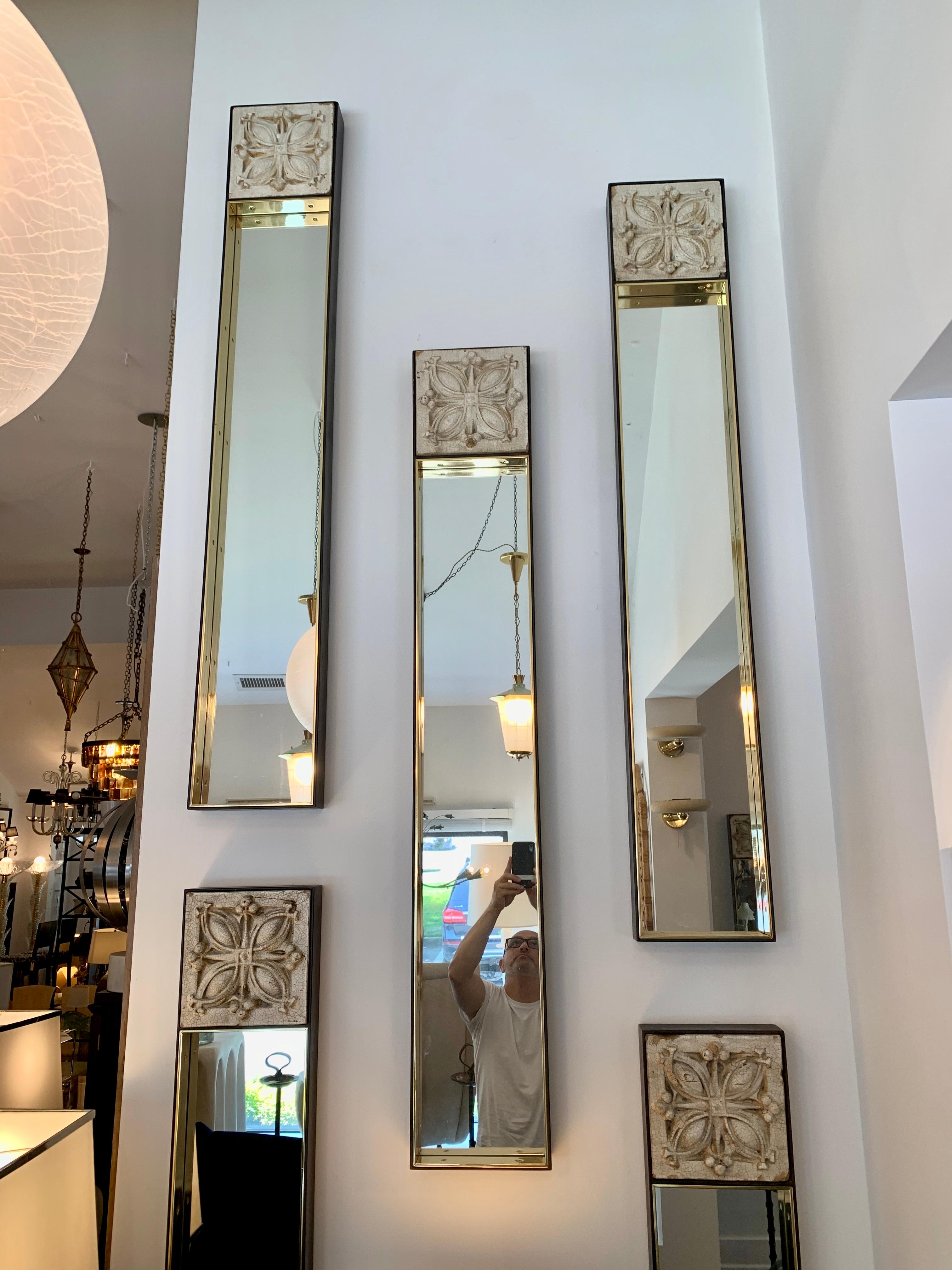 Miroirs d'ombres sur mesure avec carreaux de majolique italienne du 19ème siècle, 6 disponibles Bon état - En vente à East Hampton, NY