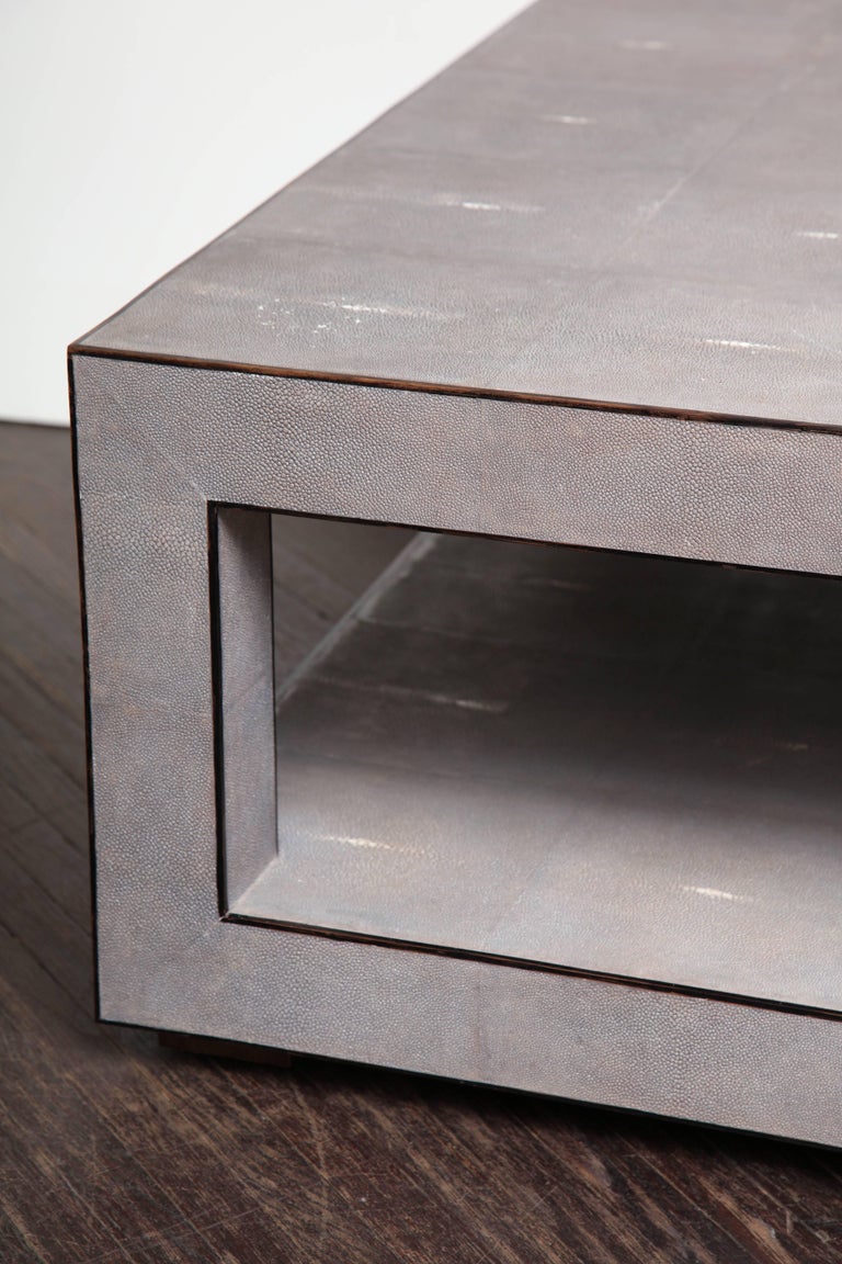 Custom Genuine Light Gray Shagreen Cocktail Table For Sale at 1stDibs
