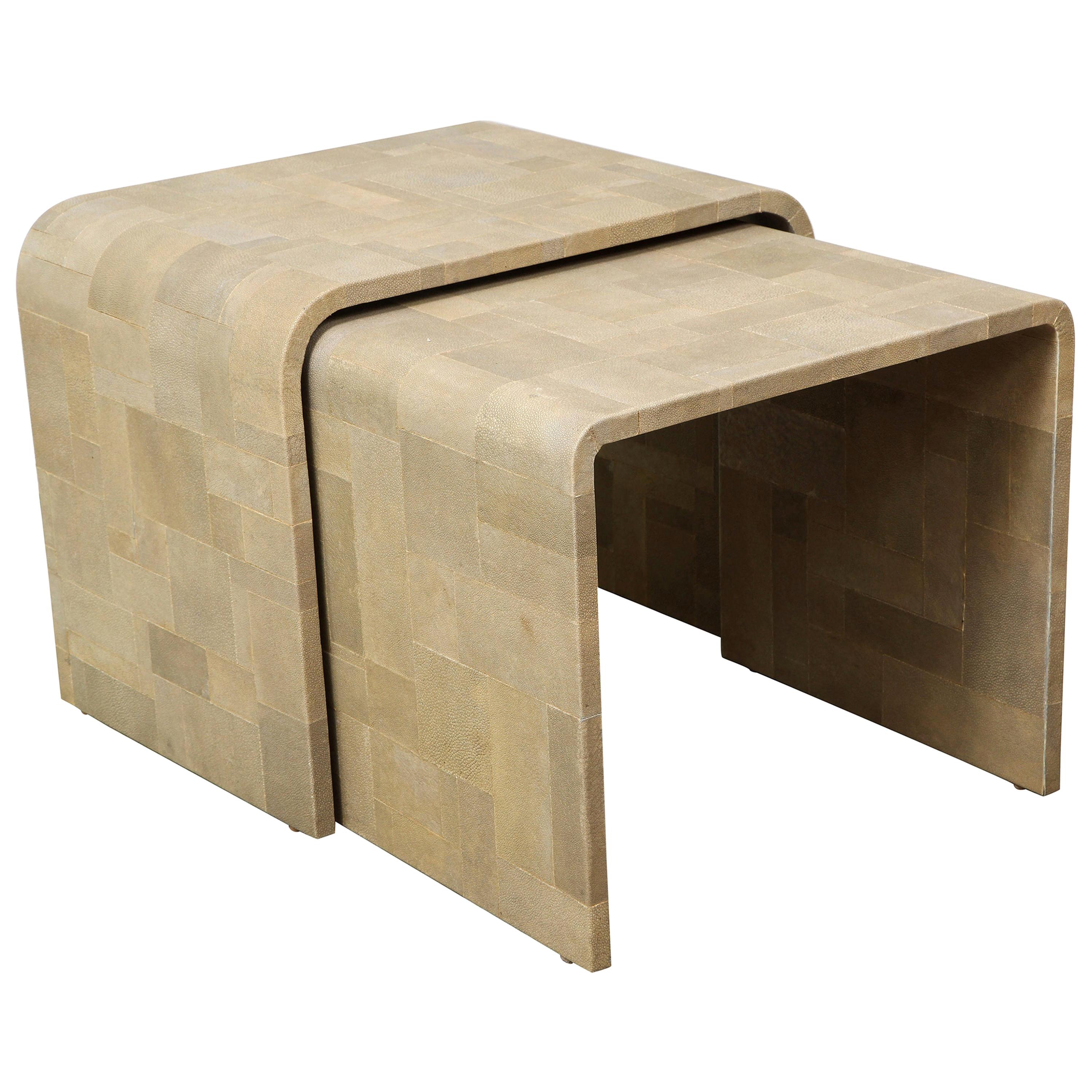 Custom Shagreen Patchwork Nesting Tables For Sale