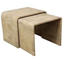 Retro Custom Shagreen Patchwork Nesting Tables