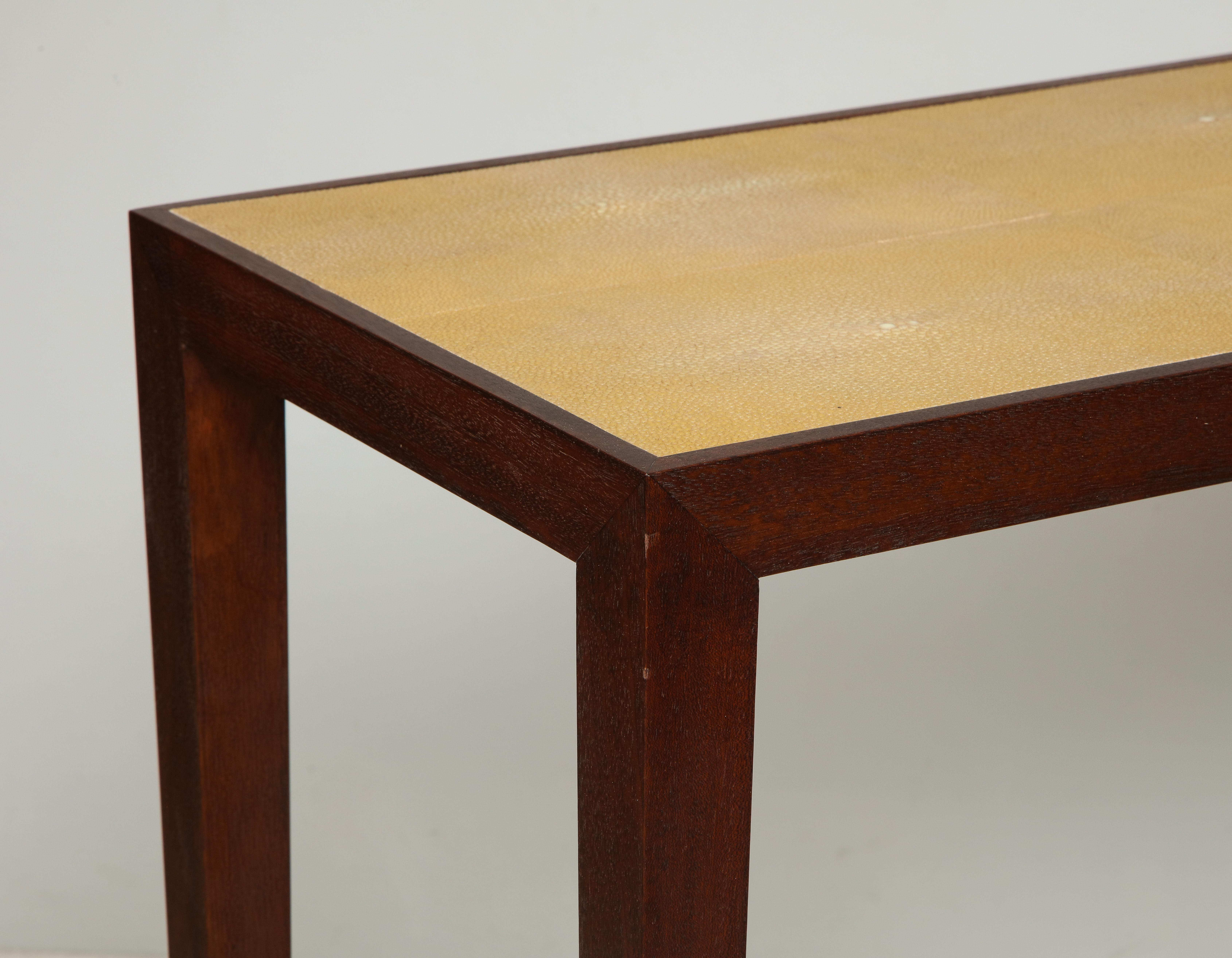 Modern Custom Shagreen Top Mahogany Console in the Jean Michel Frank Manner For Sale