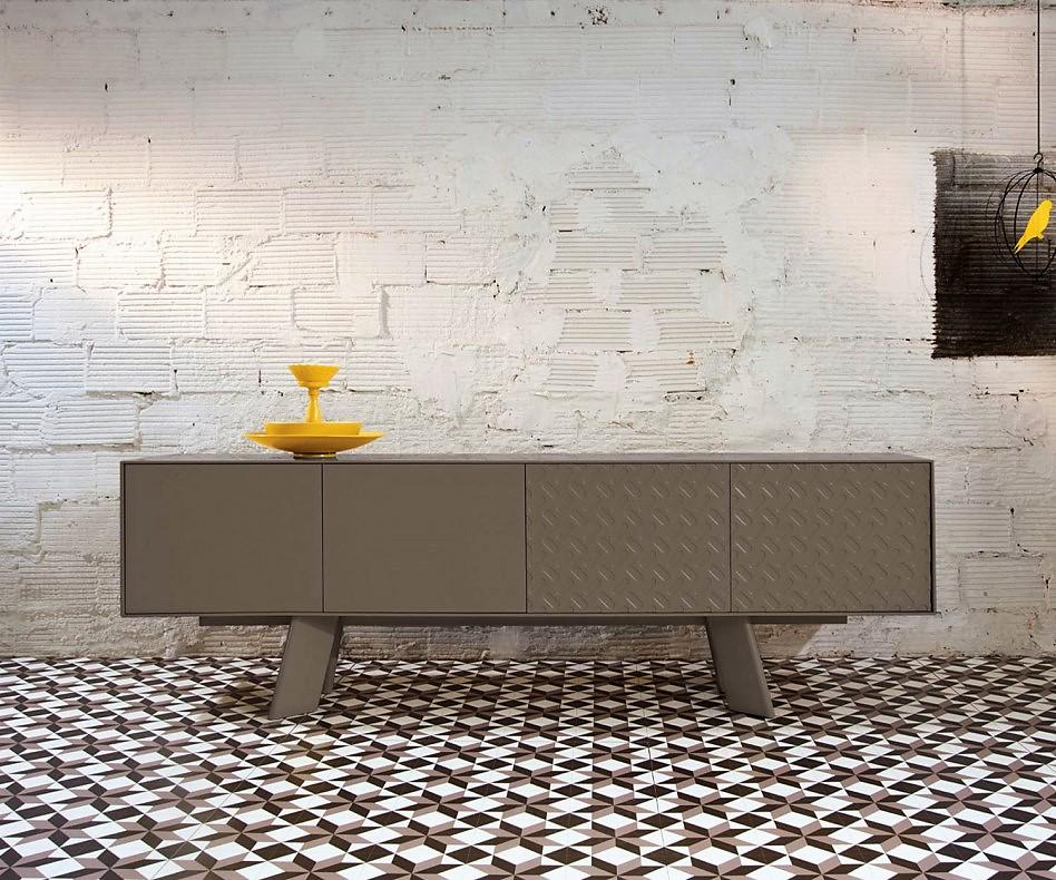 Contemporary Custom Sideboard With Patterns Lacquered In Mint For Sale