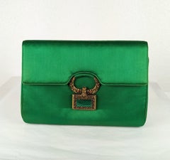 Custom Silk Satin Clutch with Malachite and Coral
