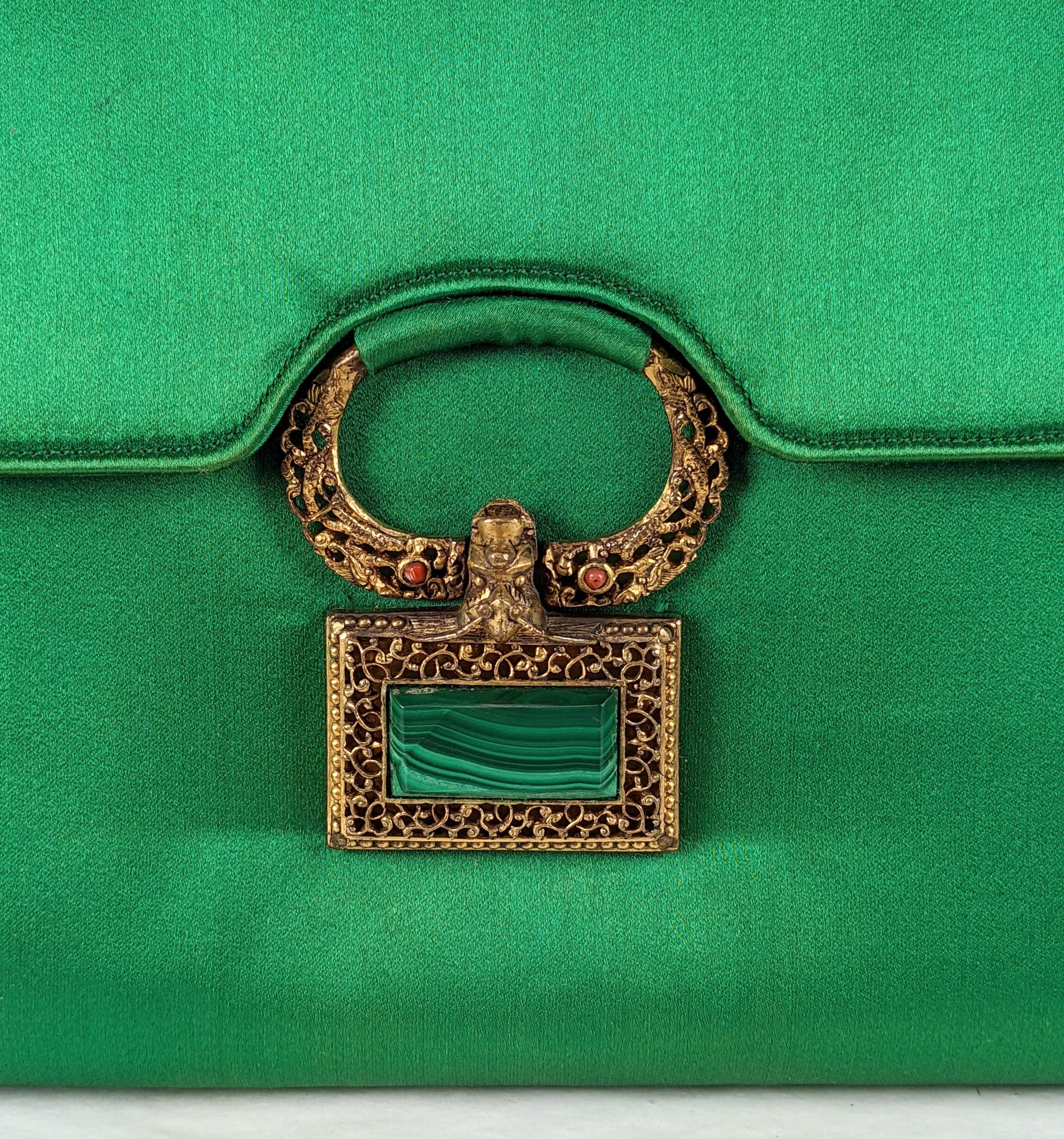 emerald green satin clutch bag