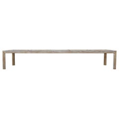 Custom Silver Leafed Faux Bamboo Modern Rectangular Coffee Table W/ Couroc Trays