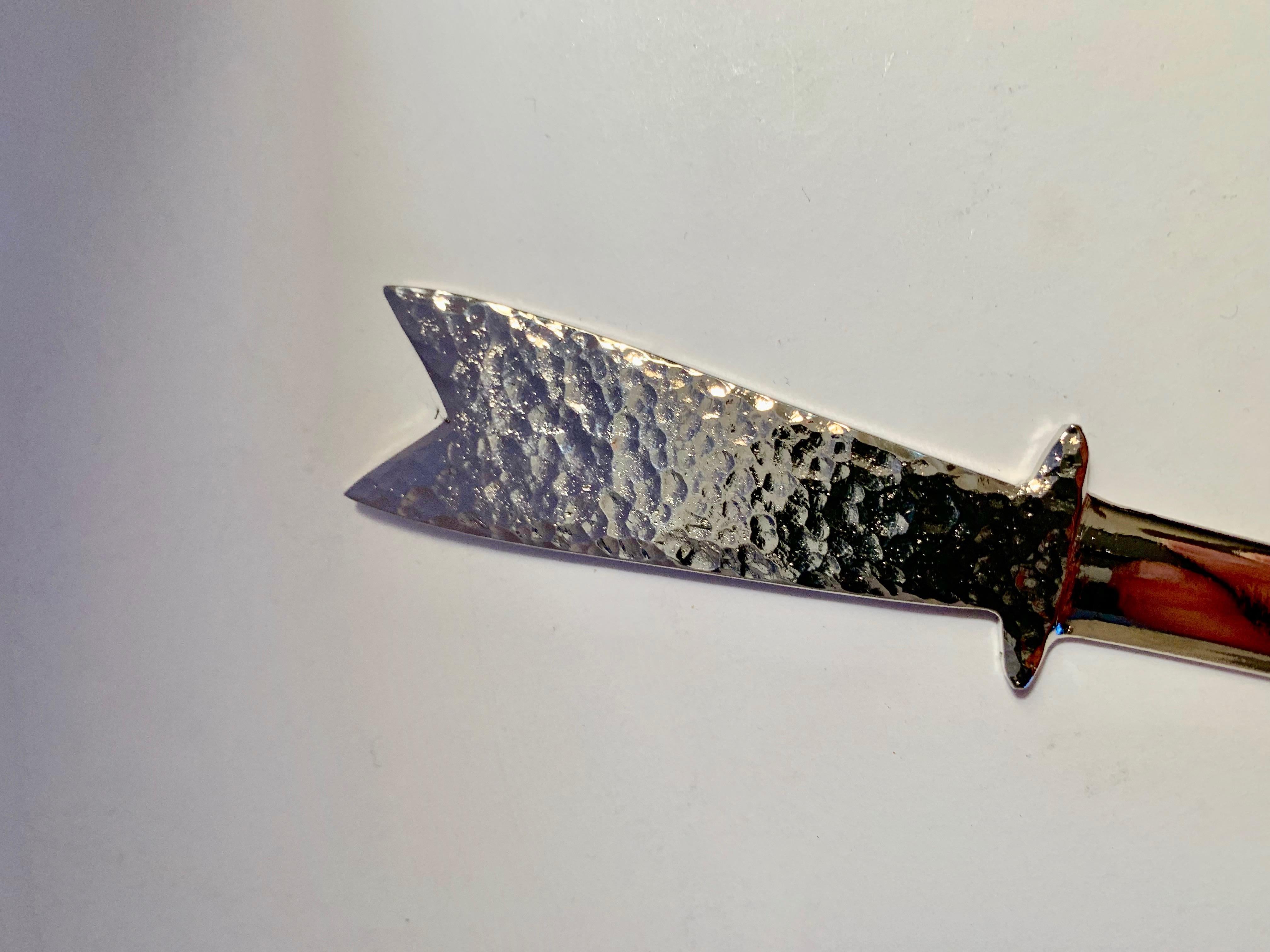 Custom silver plated hammered letter opener, great for the office or desk... also a nice book mark.