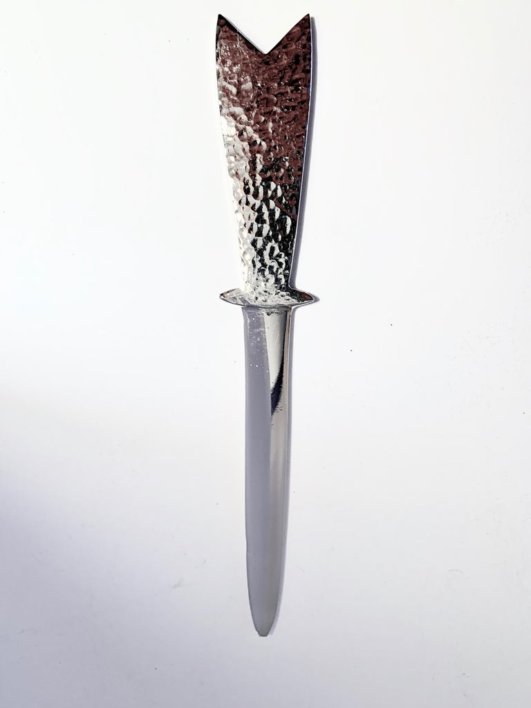 Custom Silver Plated Hammered Letter Opener For Sale at 1stDibs