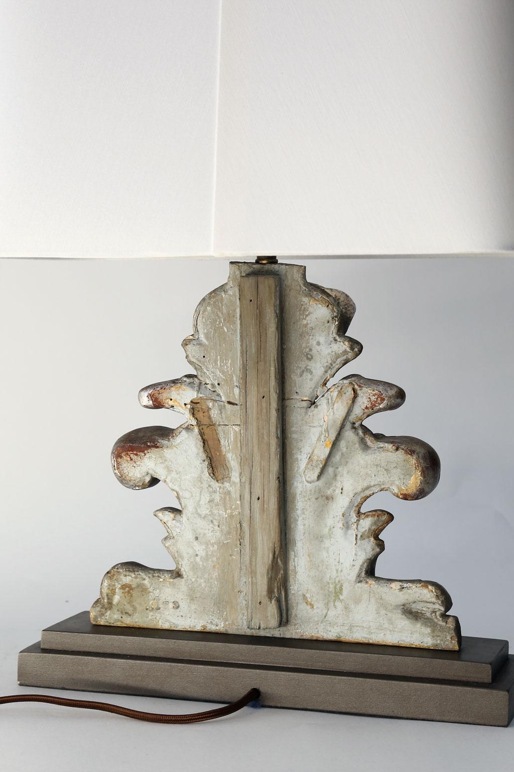 Hand-Carved Custom Silvered Table Lamp