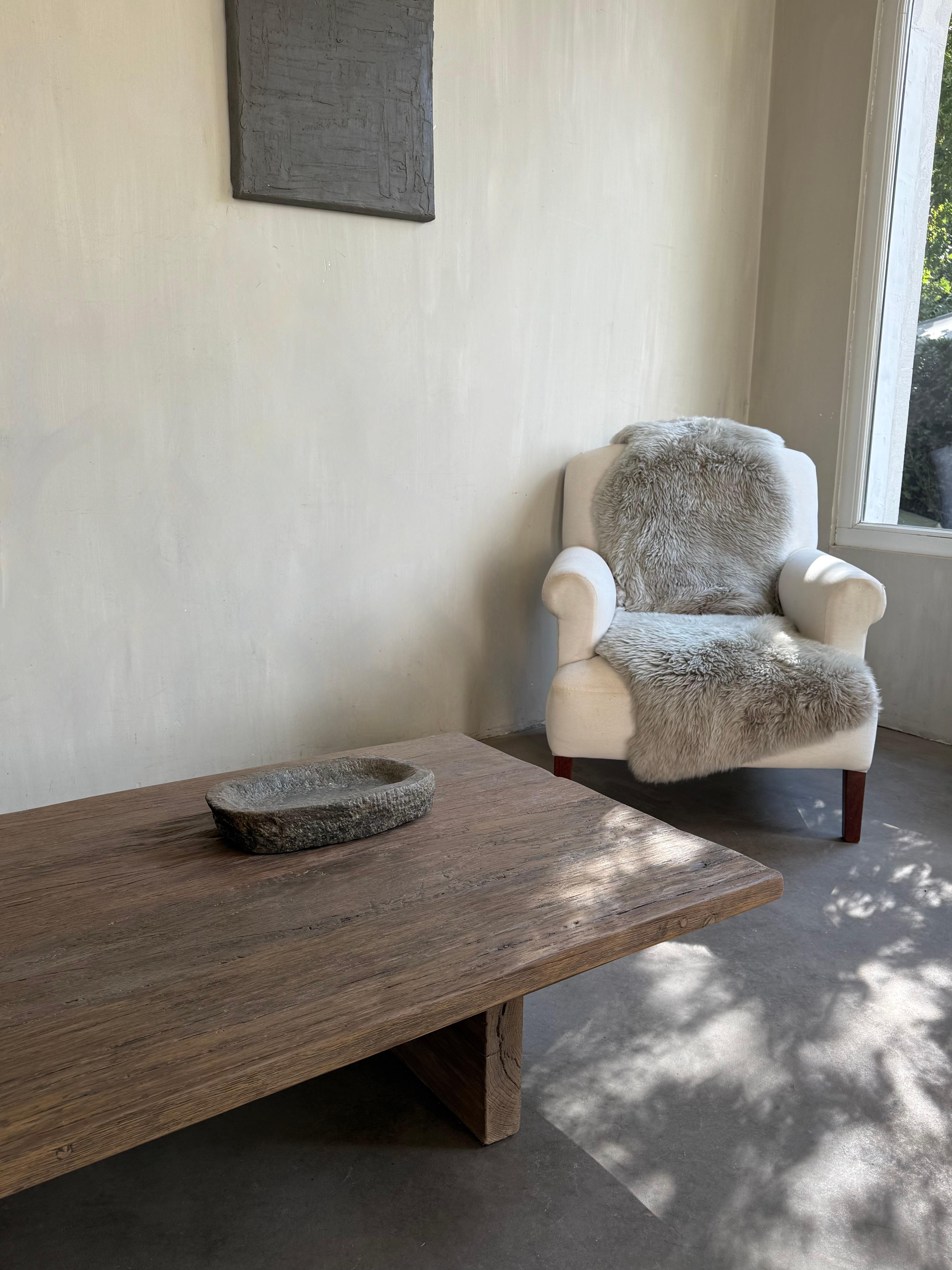 Belgian Custom Simplistic Coffee Table in 18th C Oak Wood For Sale