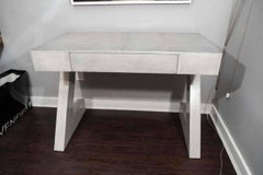 Custom single draw storm gray parchment Z desk
