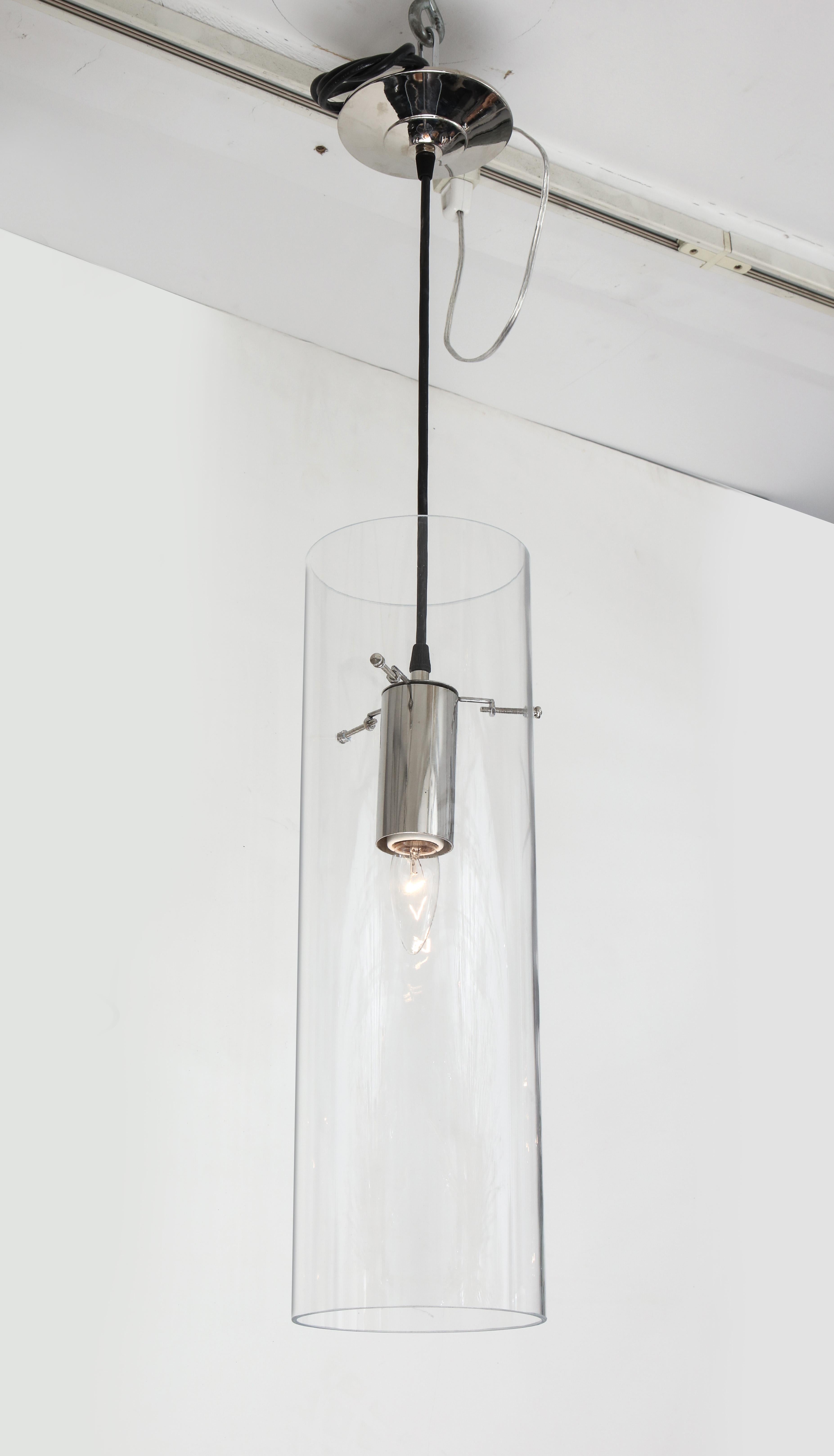Custom single tubular acrylic pendant light. Customization is available in different sizes and finishes. Please specify overall height you need upon order.