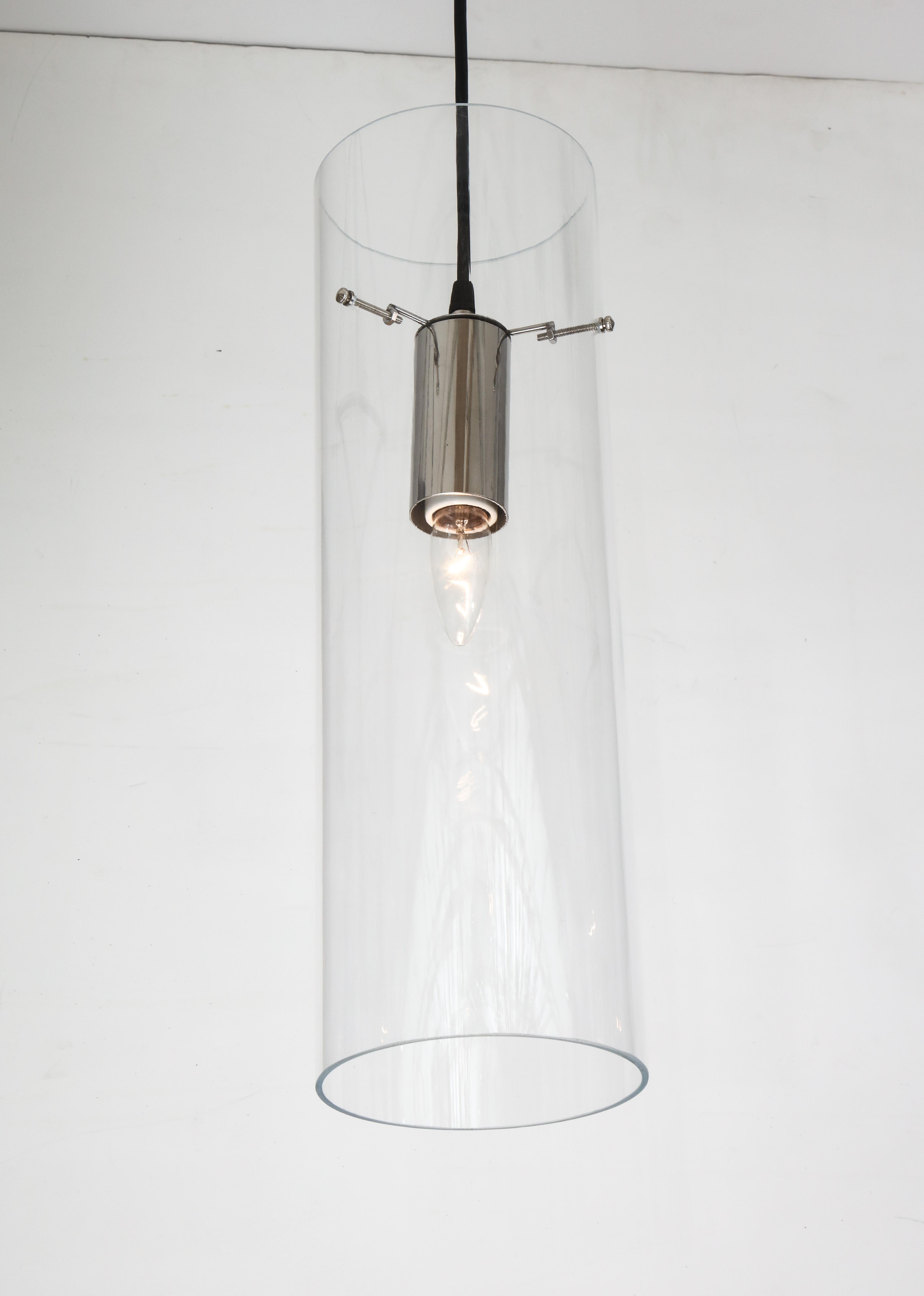 Modern Single Tubular Acrylic Pendant Light For Sale