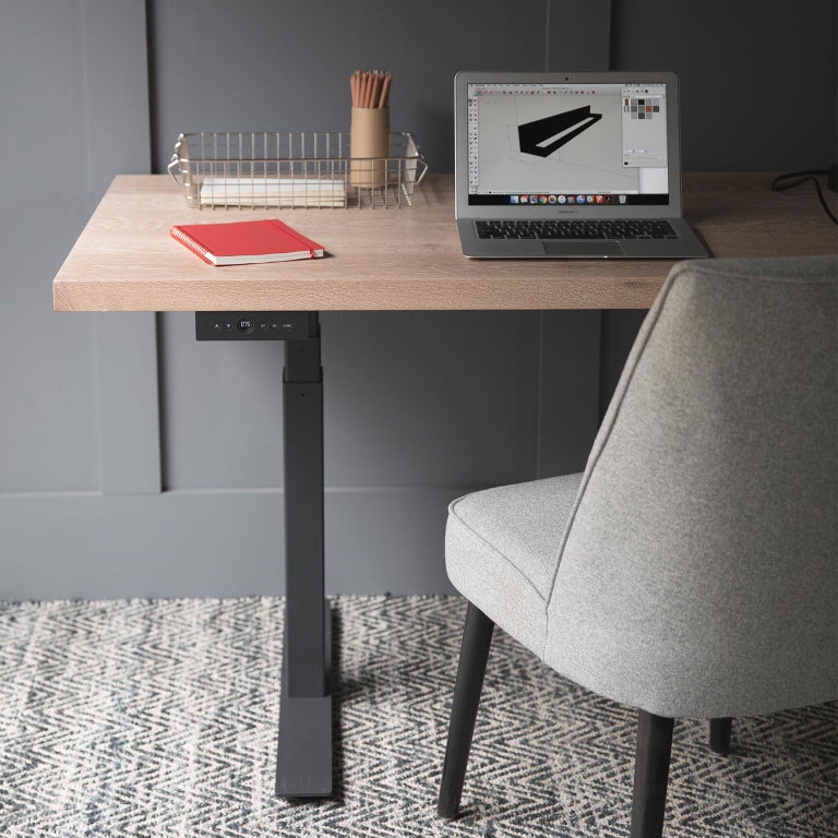 Custom Sit/Stand "Essentials Desk" with Solid Wood Top and Metal Base
